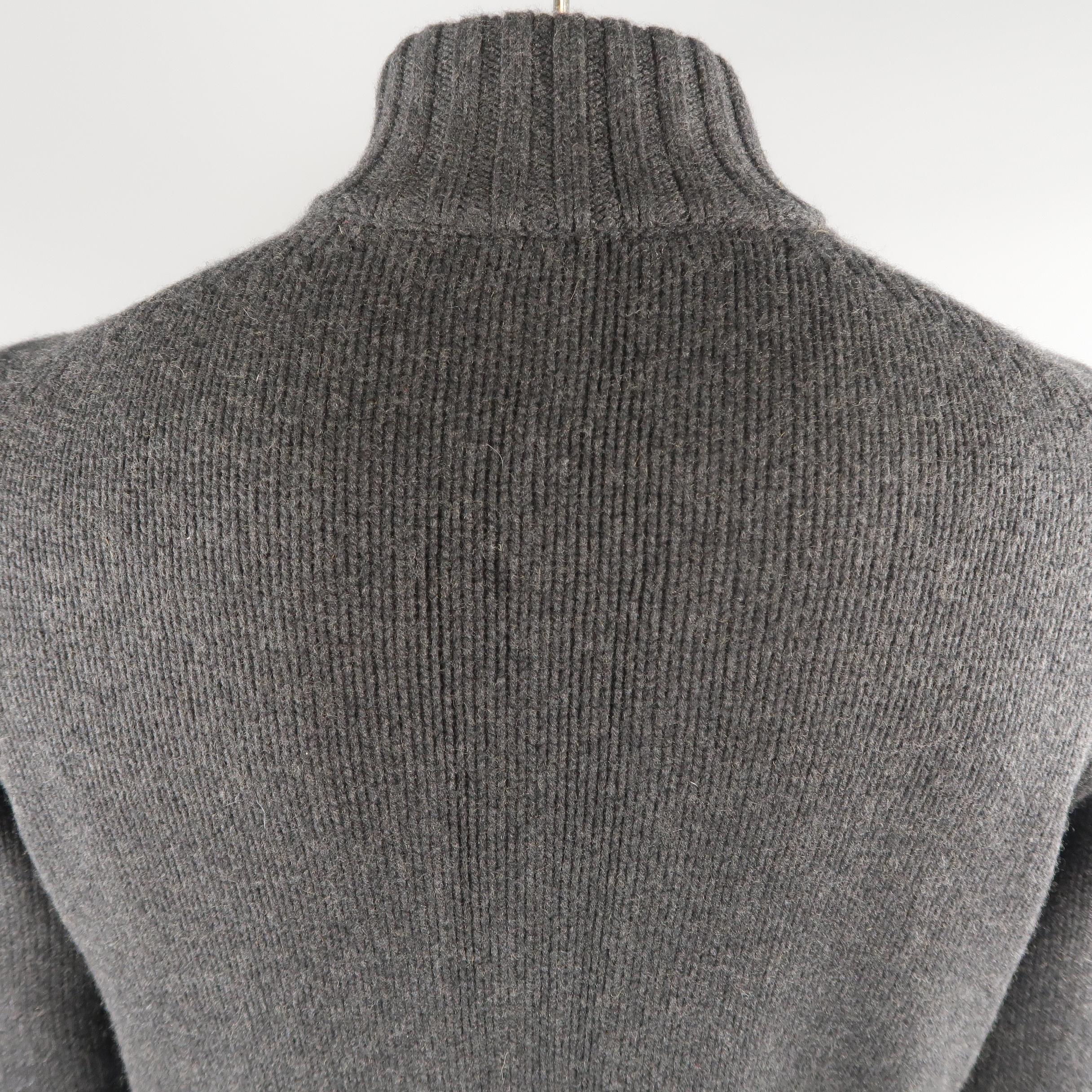 BRUNELLO CUCINELLI Size 42 Charcoal Knitted Cashmere Pullover Sweater 1