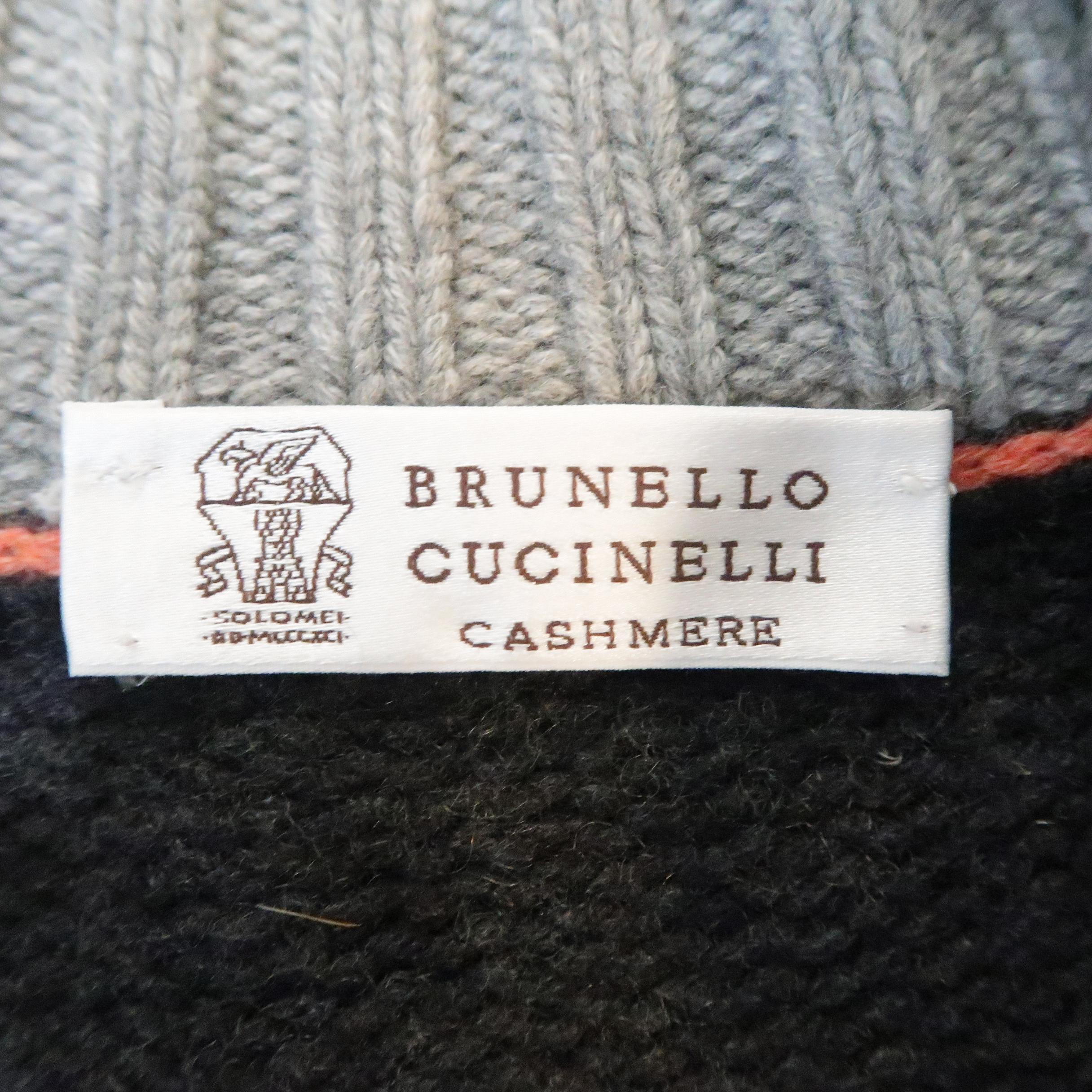 BRUNELLO CUCINELLI Size 42 Charcoal Knitted Cashmere Pullover Sweater 6