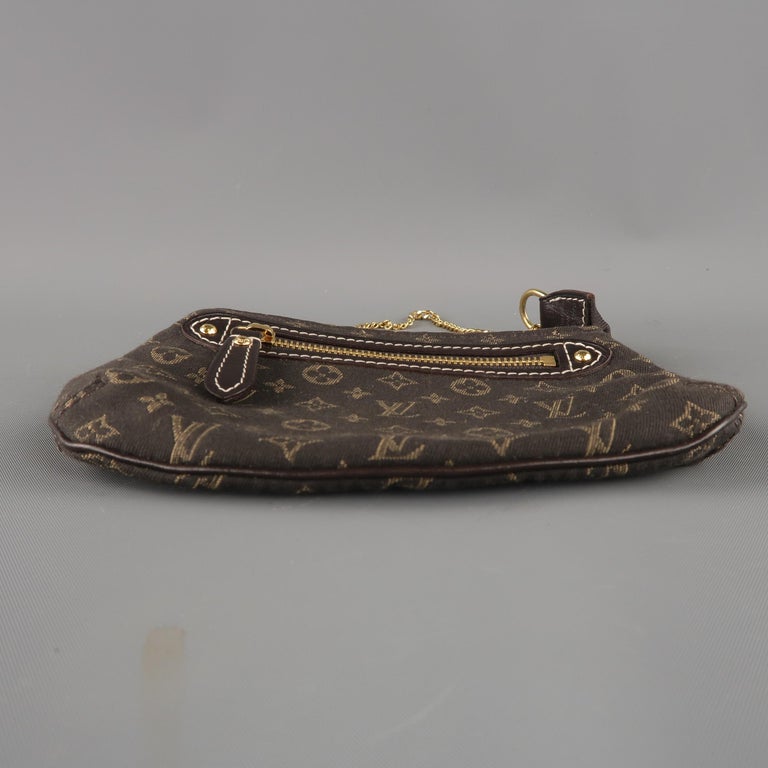 LOUIS VUITTON Brown Monogram Fabric Gold Chain Strap Mini Purse Wallet Pouch Bag at 1stdibs