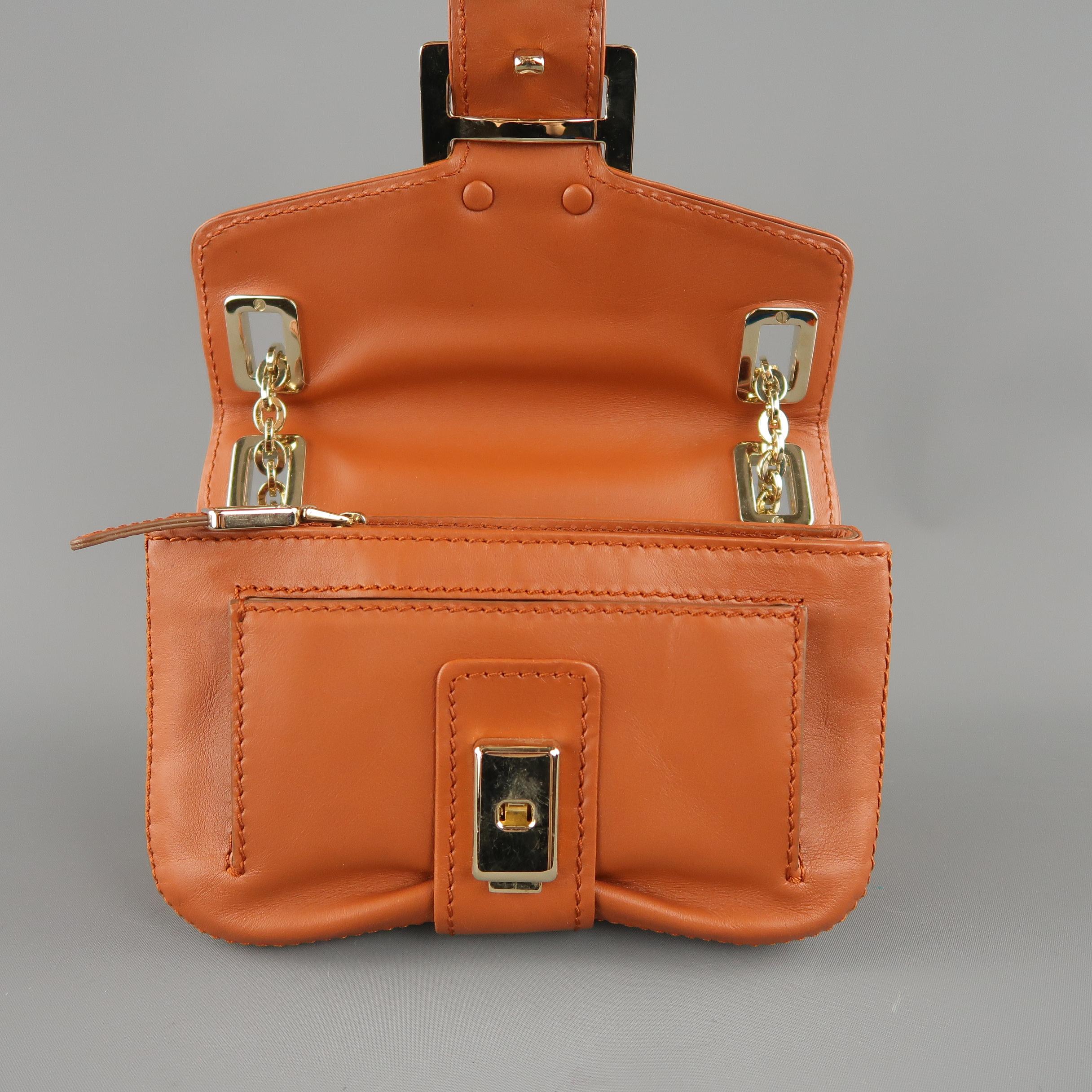 ROGER VIVIER Tan Leather Metro Nano Cross Body Handbag 7