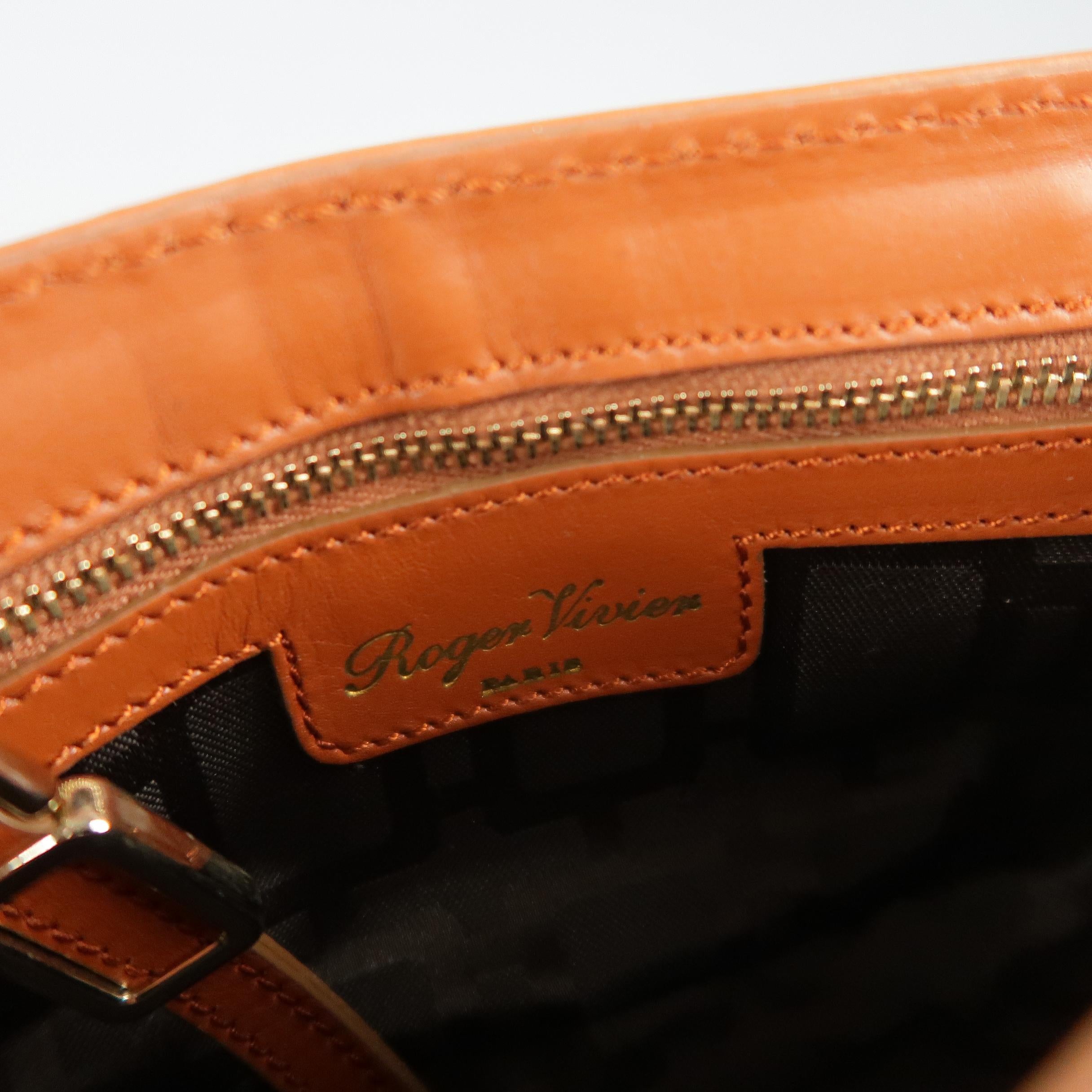 ROGER VIVIER Tan Leather Metro Nano Cross Body Handbag 10