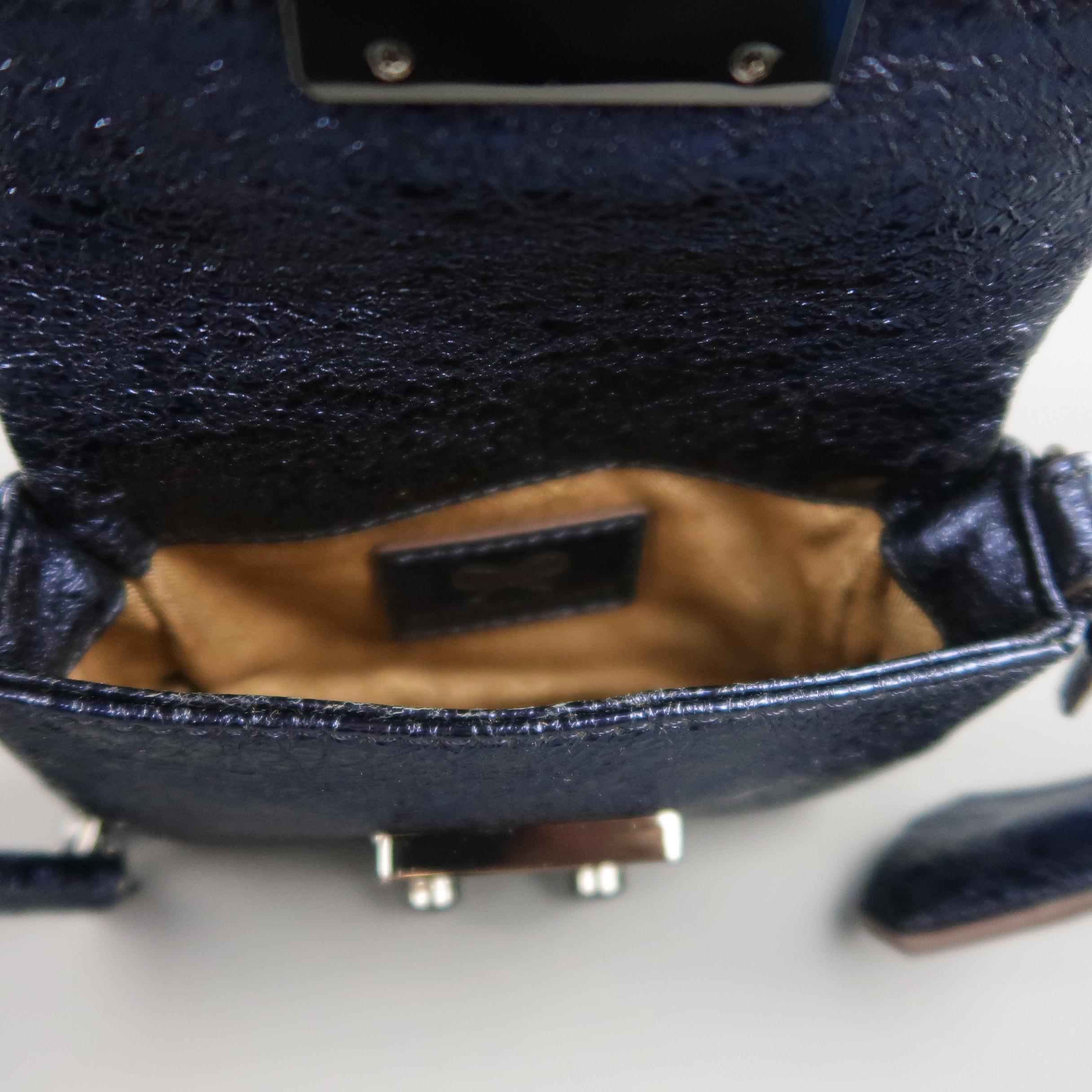 ANYA HINDMARCH Metallic Navy Blue Leather TINY TIM Mini Shoulder Bag 2