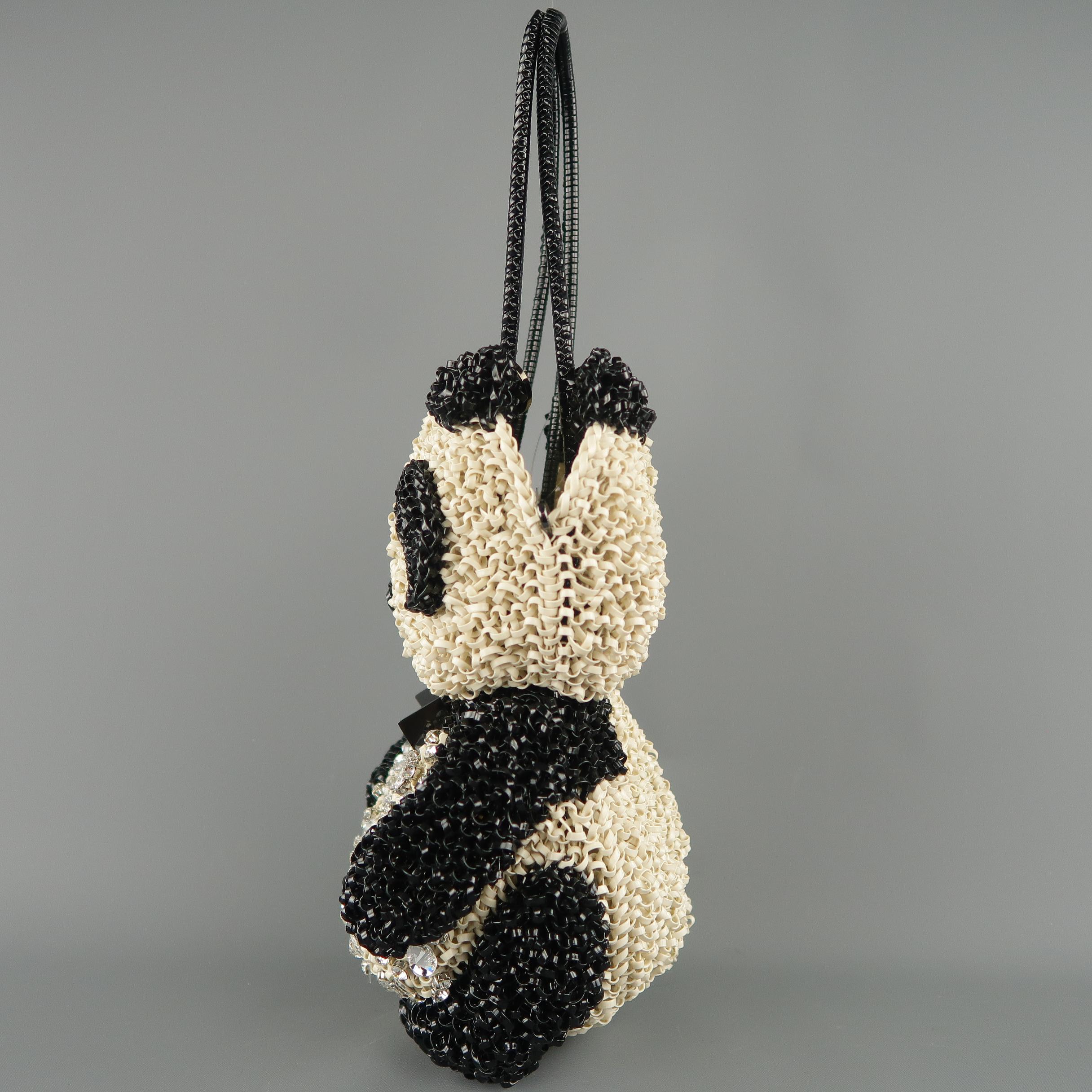 ANTEPRIMA Crochet Swarovski Crystal 3D PANDA WIREBAG Handbag 2