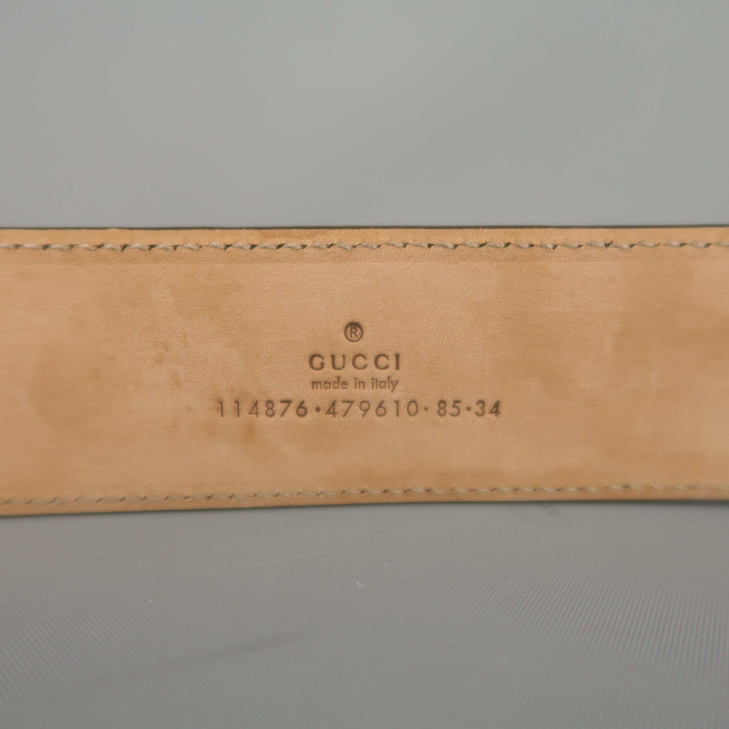 GUCCI Brown Guccissima Monogram Embossed Leather Gold GG Belt 4