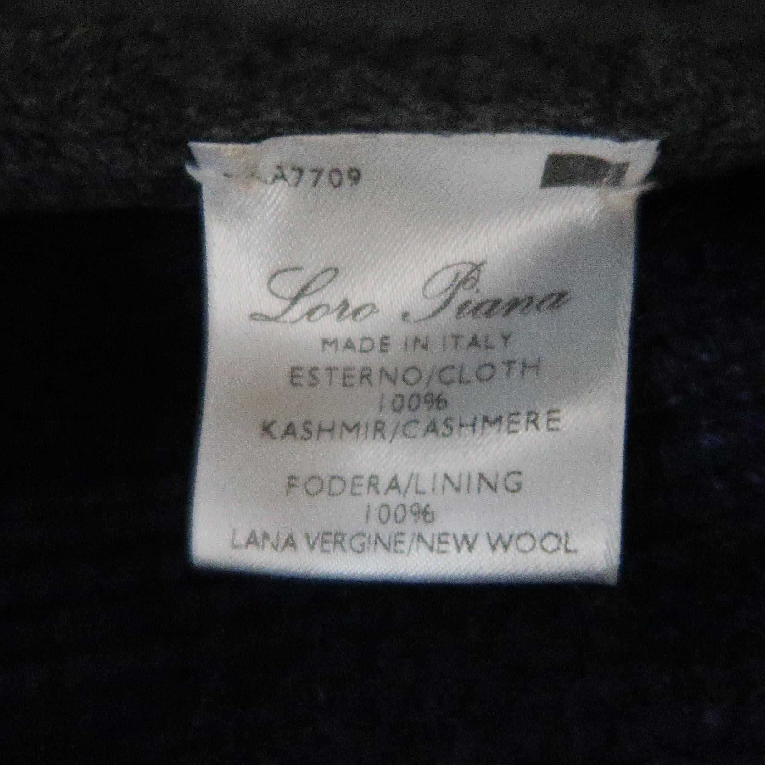 LORO PIANA 44 Navy Knitted Cashmere Zip Up Cardigan Sweater Jacket 1