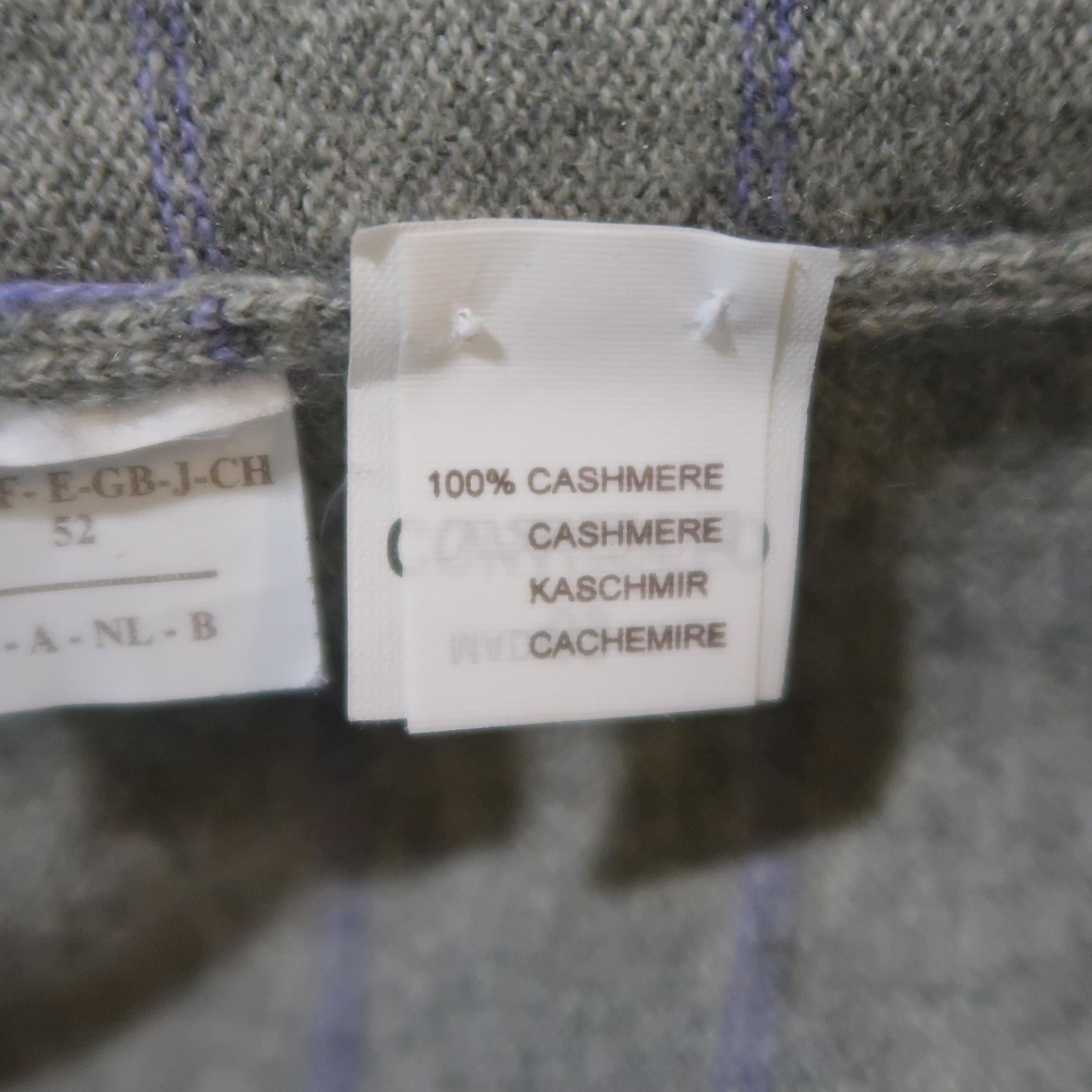 BRUNELLO CUCINELLI Size 42 Grey Striped Cashmere Buttoned Cardigan Sweater 2