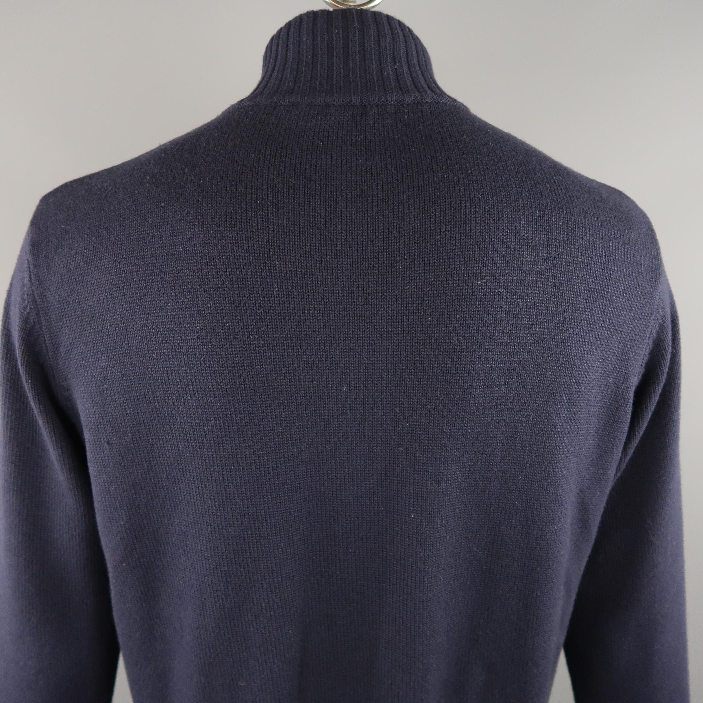 Men's LORO PIANA 42 Navy Knitted Cashmere / Cotton Zip Up Sweater Cardigan Jacket