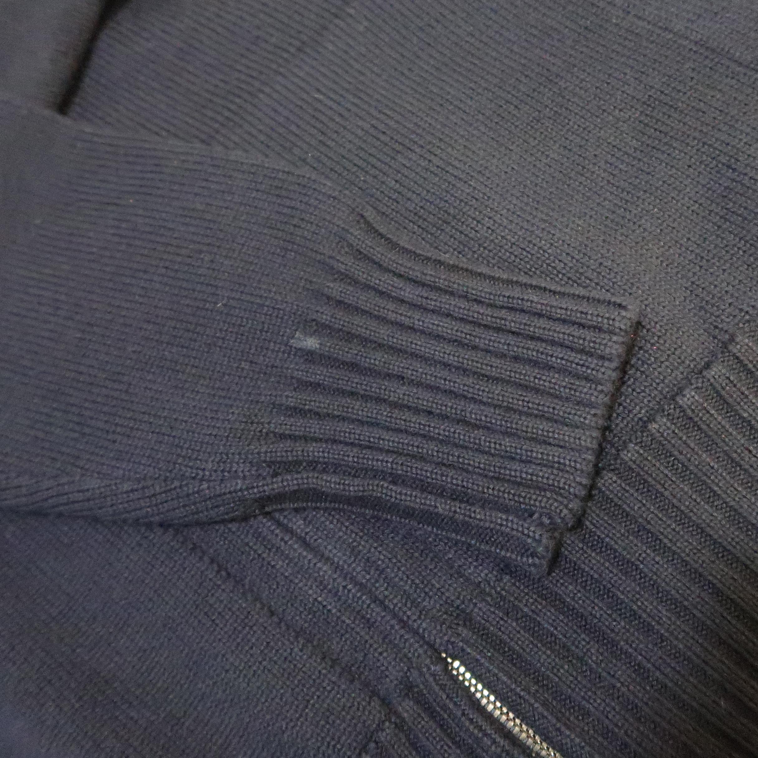 LORO PIANA 42 Navy Knitted Cashmere / Cotton Zip Up Sweater Cardigan Jacket 3