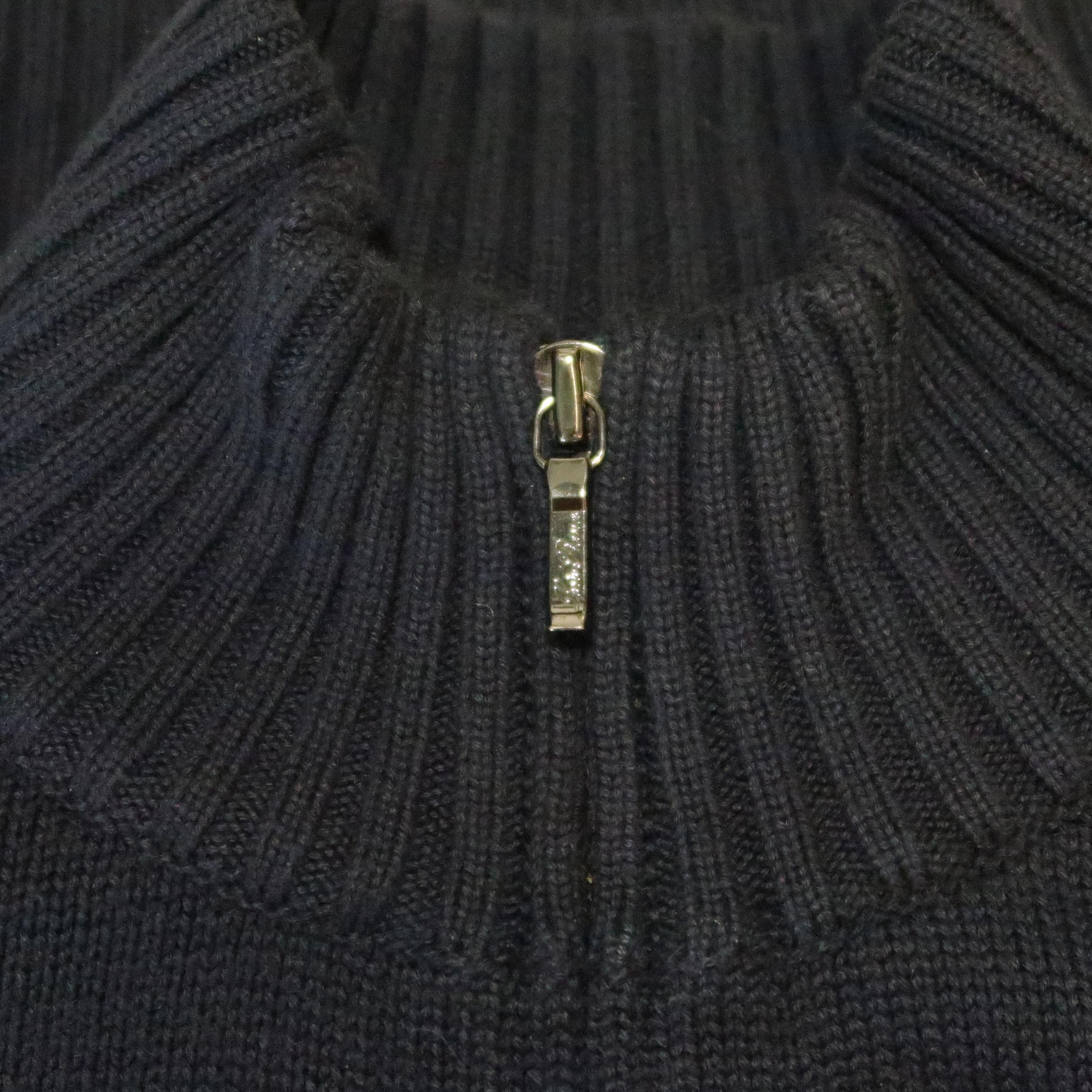 LORO PIANA 42 Navy Knitted Cashmere / Cotton Zip Up Sweater Cardigan Jacket 4