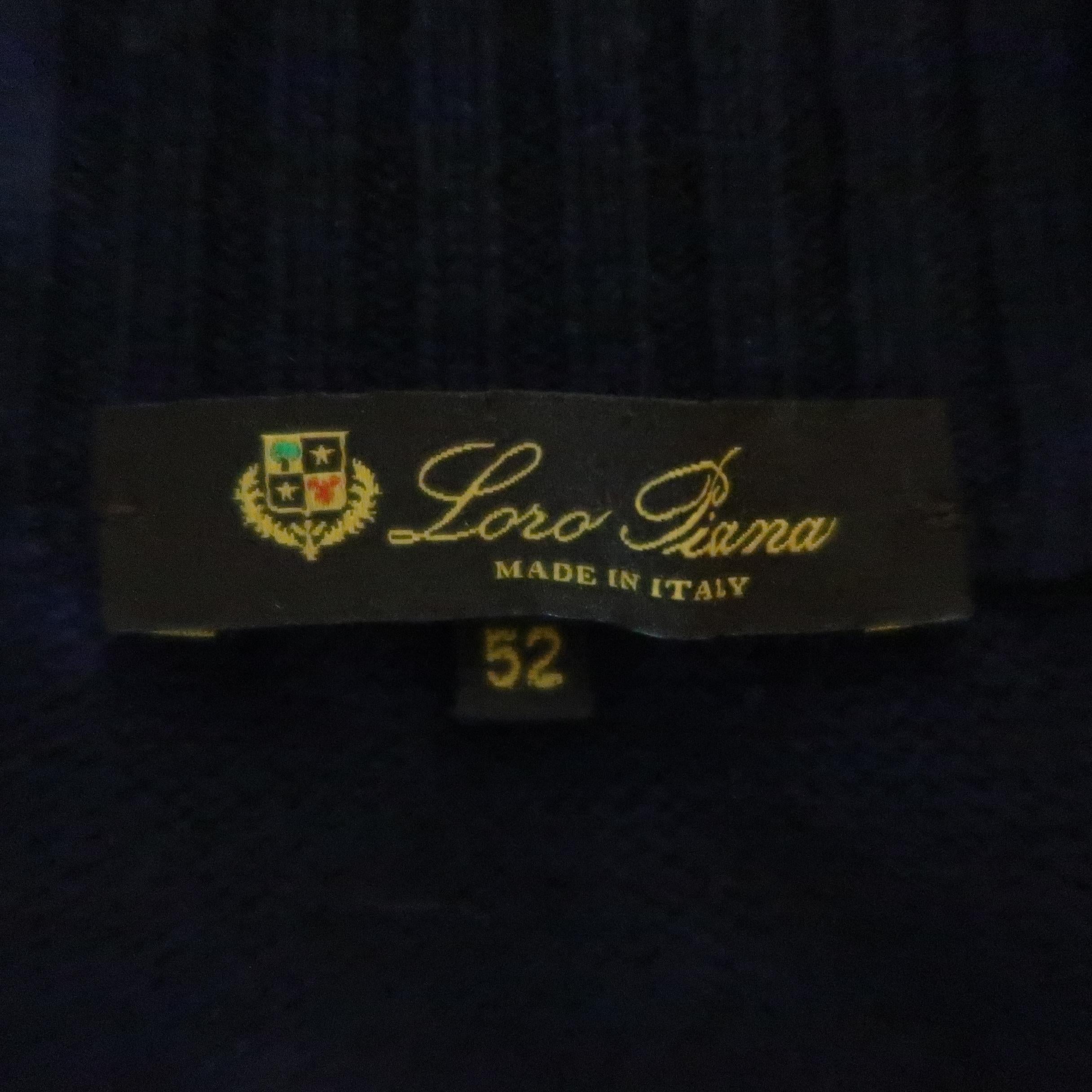 LORO PIANA 42 Navy Knitted Cashmere / Cotton Zip Up Sweater Cardigan Jacket 5