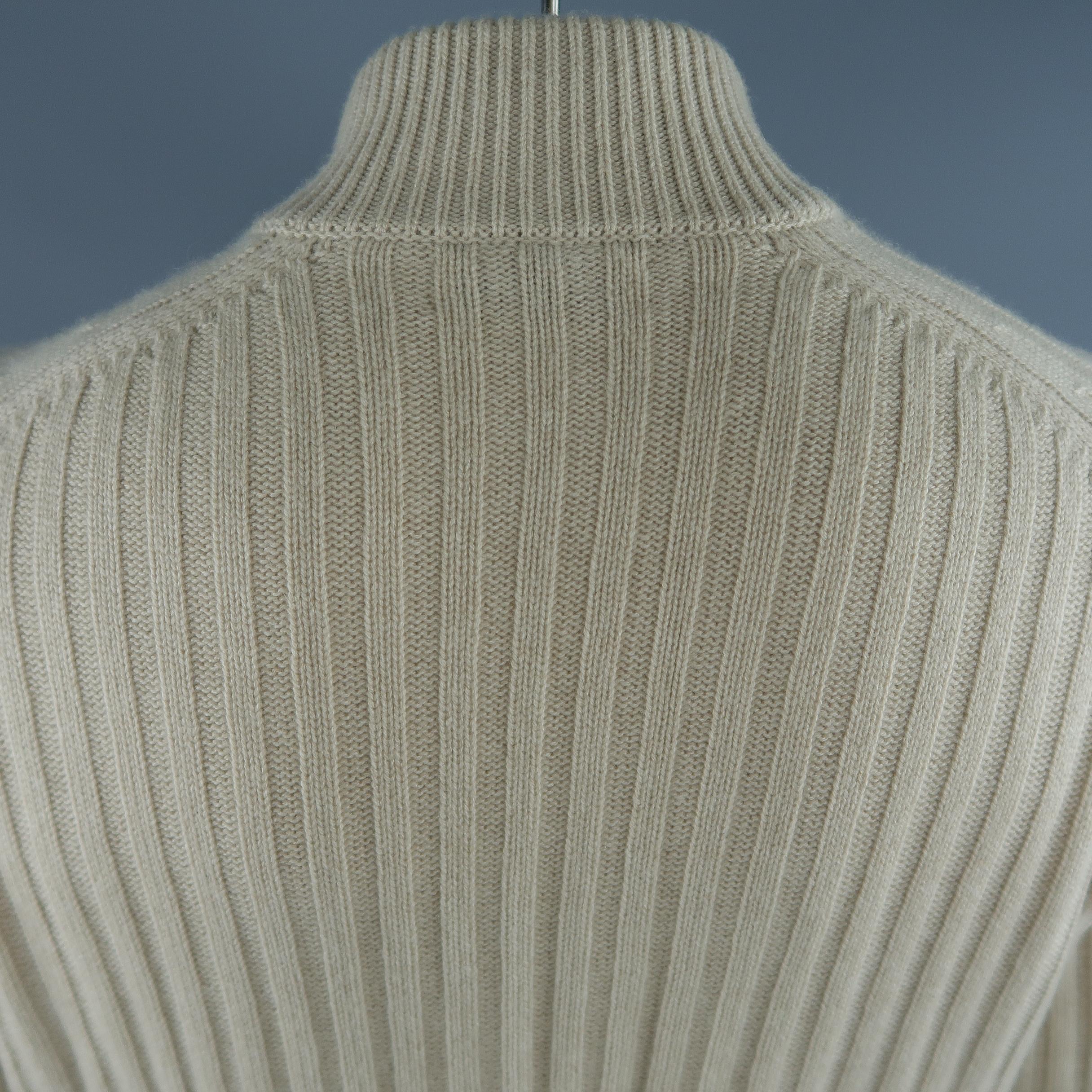 BRUNELLO CUCINELLI Size 44 Beige Knitted Cashmere Zip Up Cardigan Sweater 2
