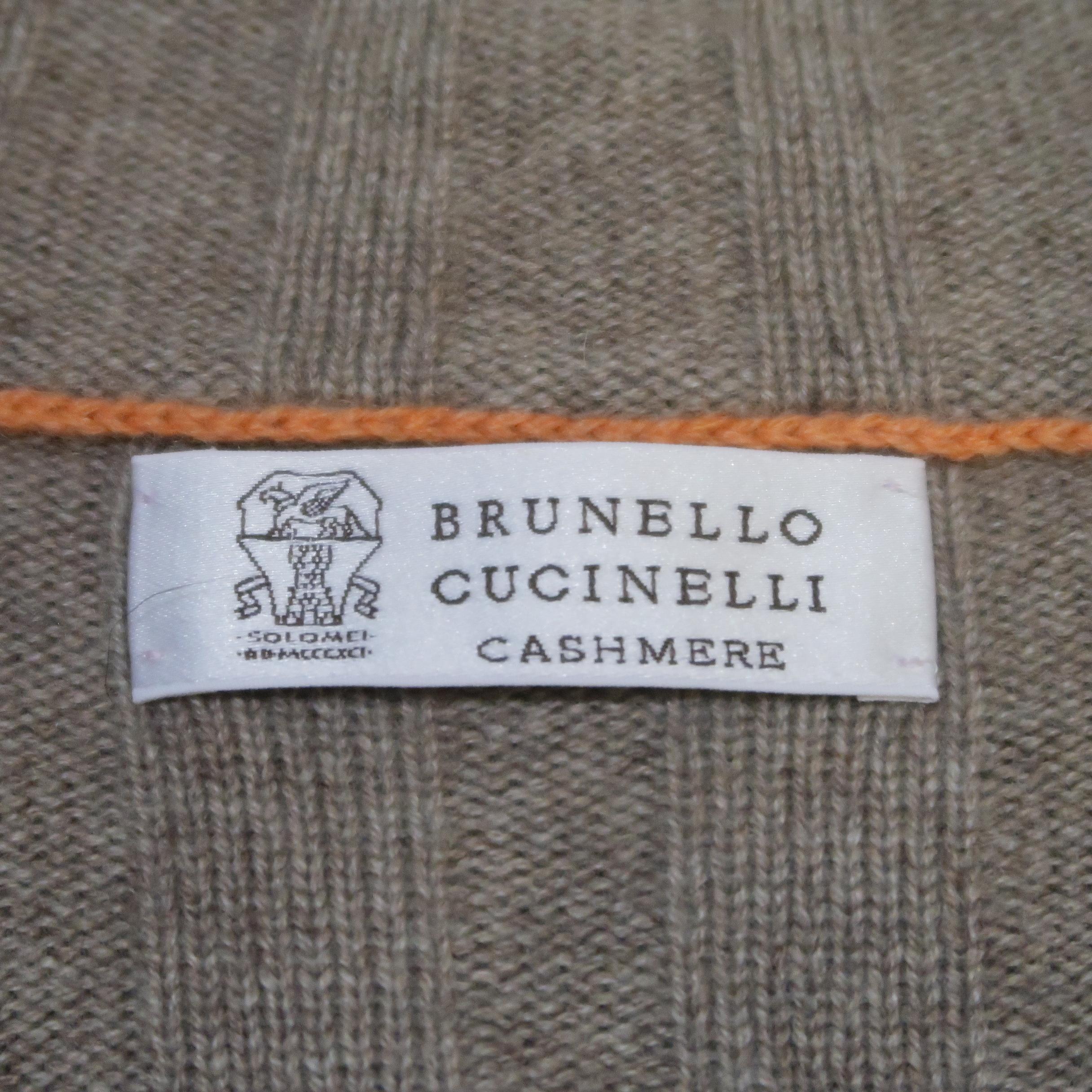 BRUNELLO CUCINELLI Size 42 Oatmeal Knitted Cashmere Zip Up Cardigan Sweater 4