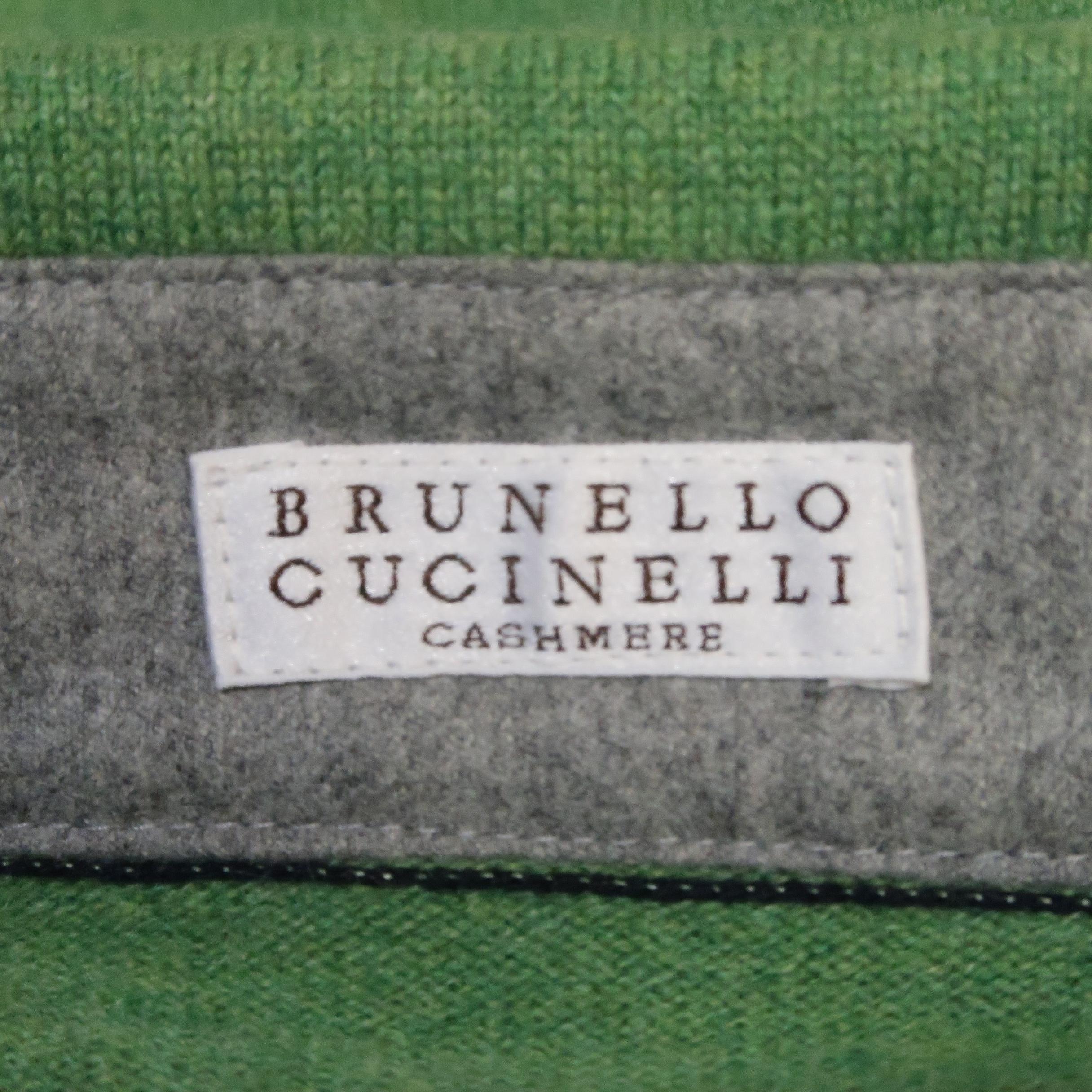 BRUNELLO CUCINELLI Size 42 Green Knitted Cashmere Button Down Pullover Sweater 4