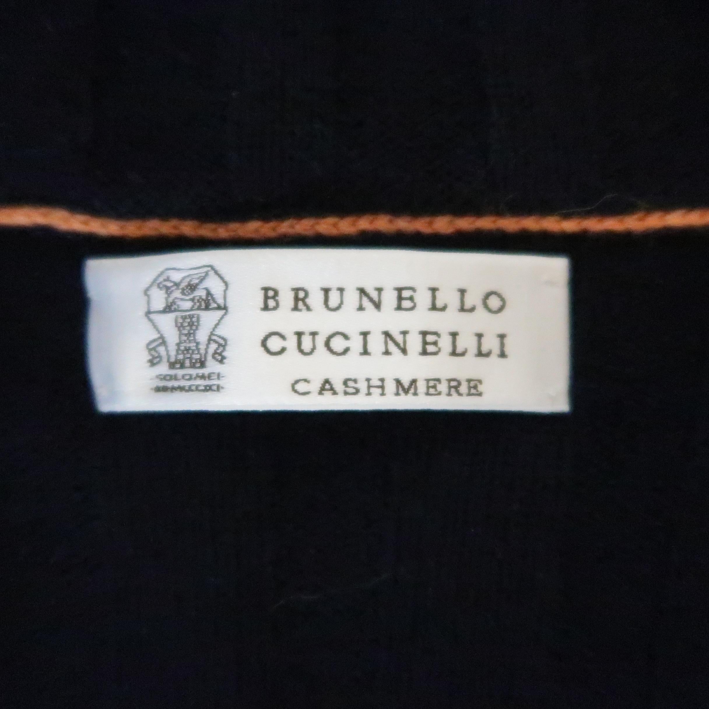 BRUNELLO CUCINELLI Size 44 Navy Knitted Cashmere Zip Up Cardigan Sweater 2