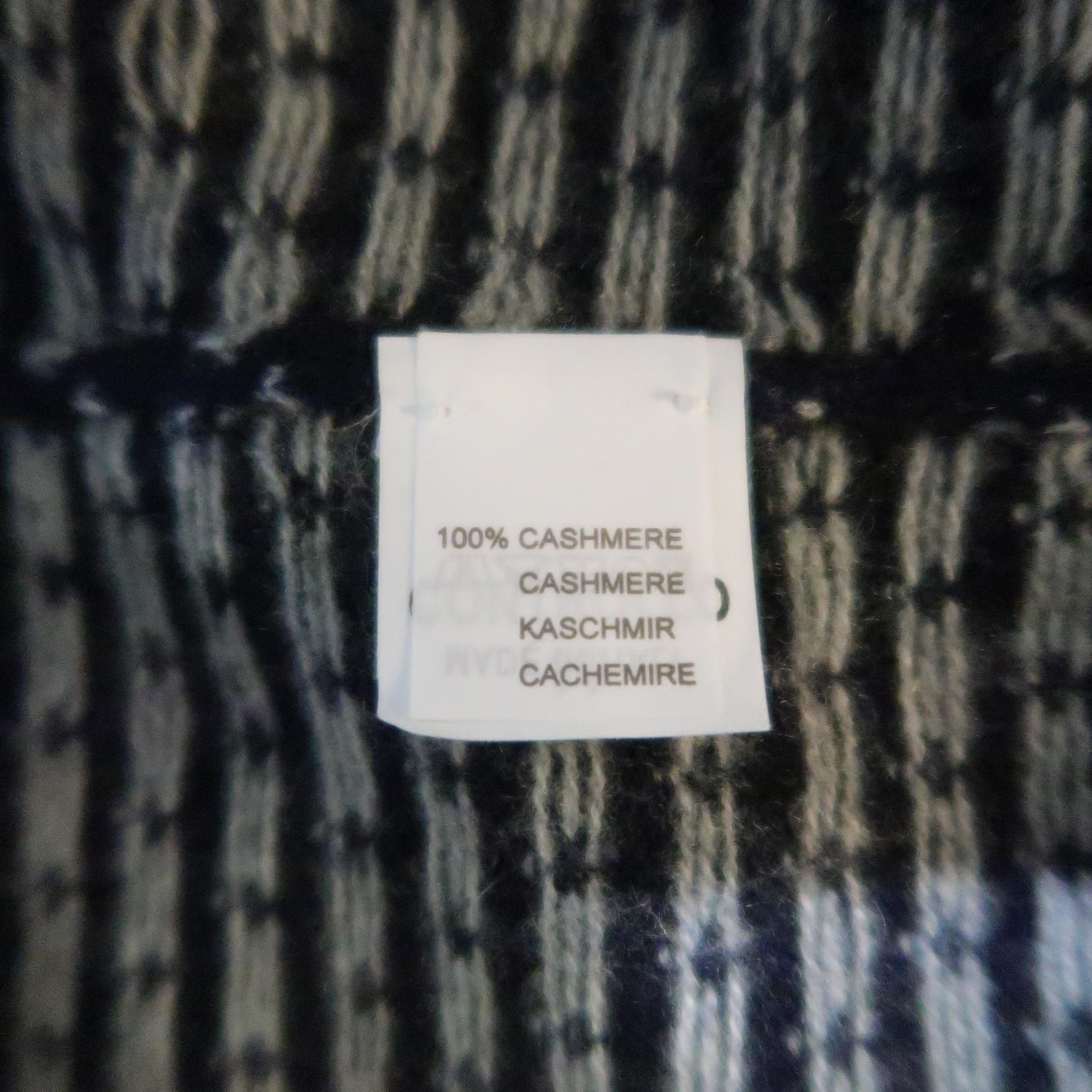 BRUNELLO CUCINELLI Size 46 Navy & Grey Knitted Cashmere Half Zip Sweater 3