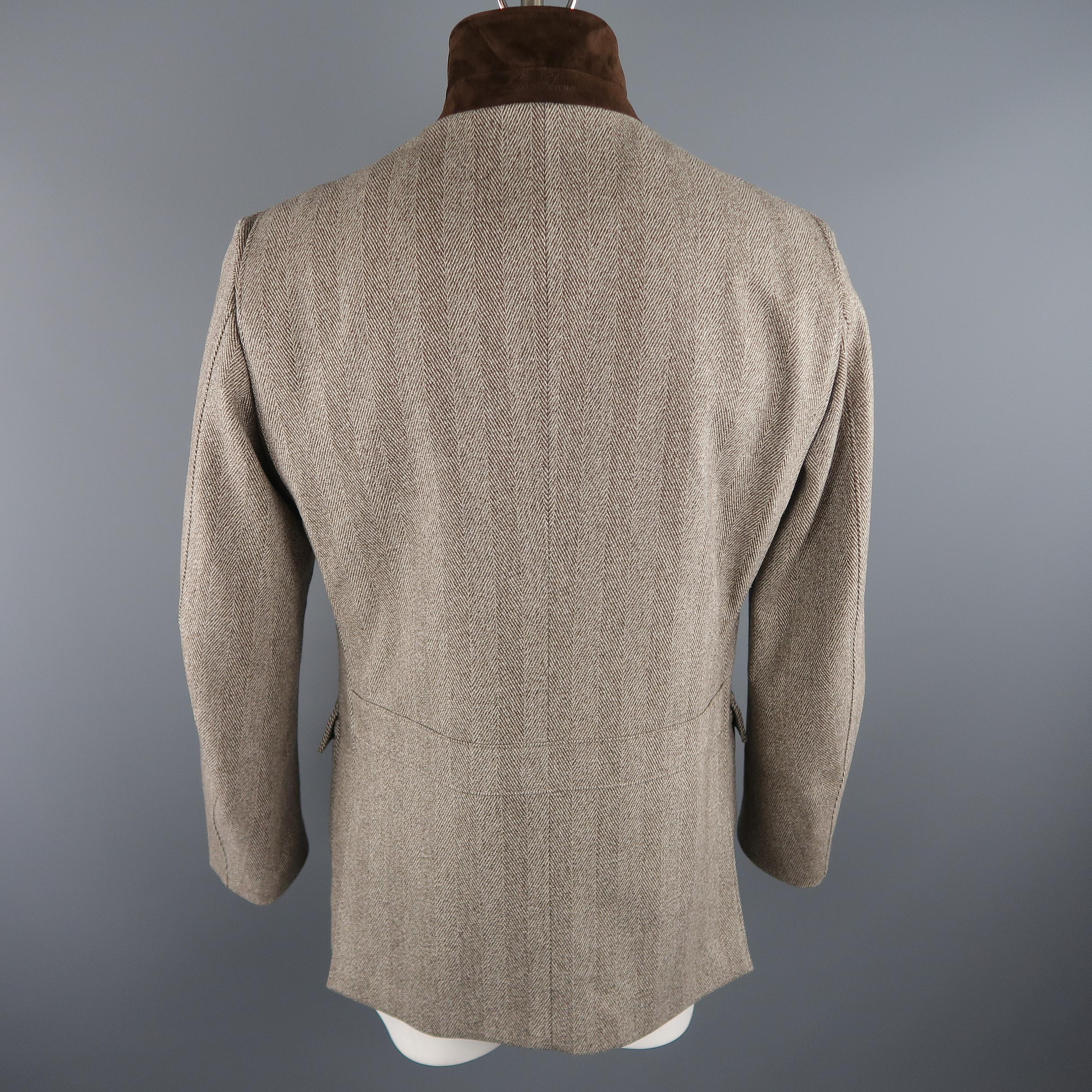 Men's LORO PIANA L Brown Herringbone Wool Jacket