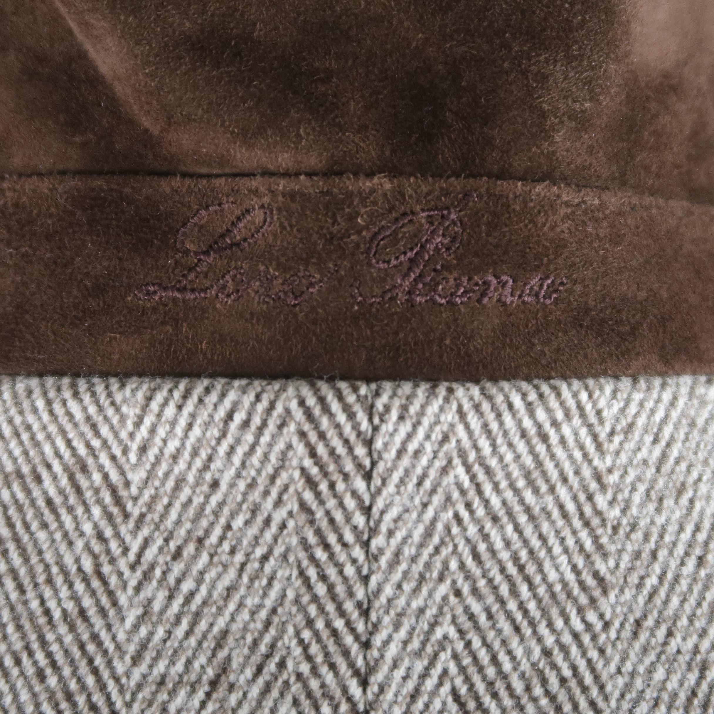 LORO PIANA L Brown Herringbone Wool Jacket 2