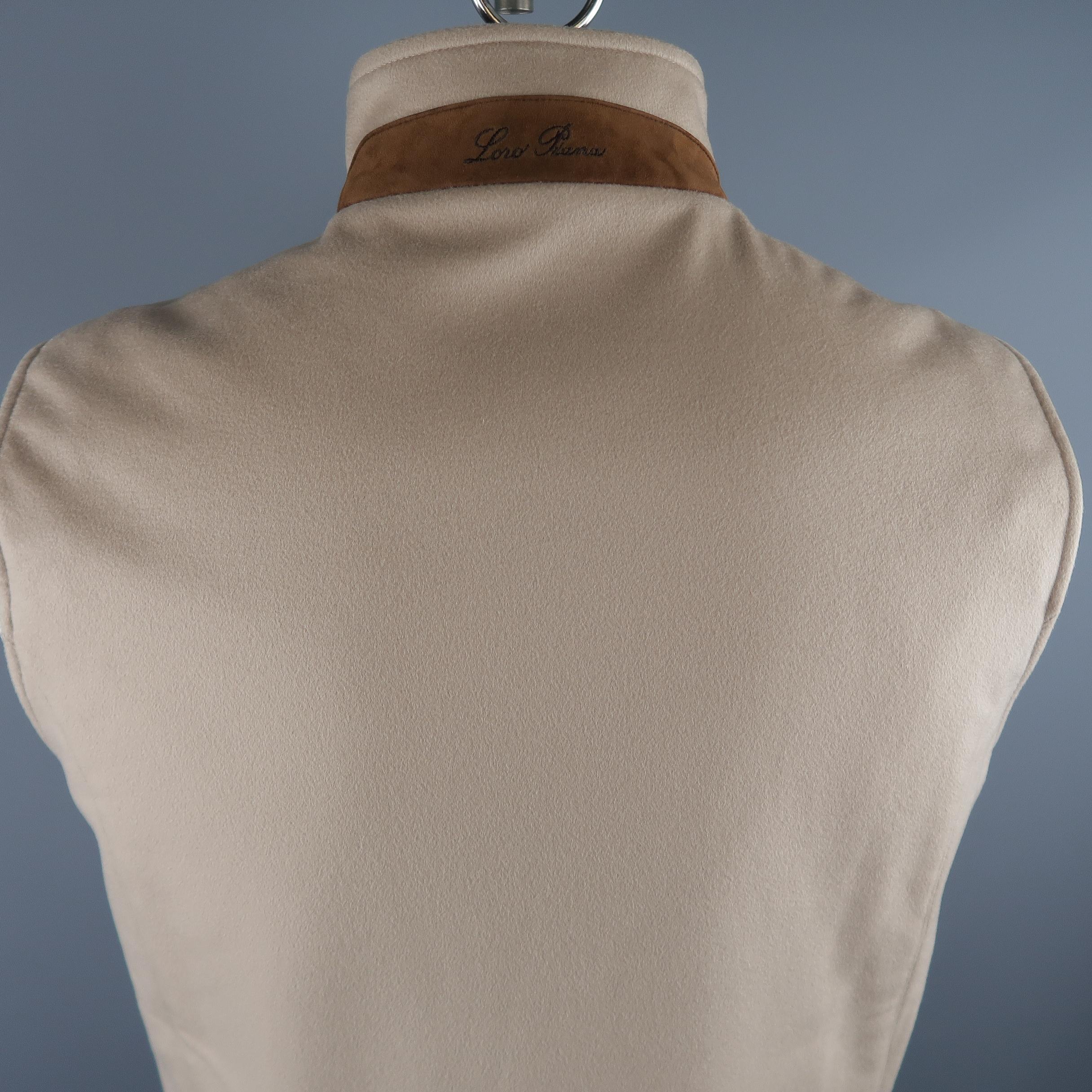 LORO PIANA XL Oatmeal Solid Cashmere Jacket Vest In New Condition In San Francisco, CA