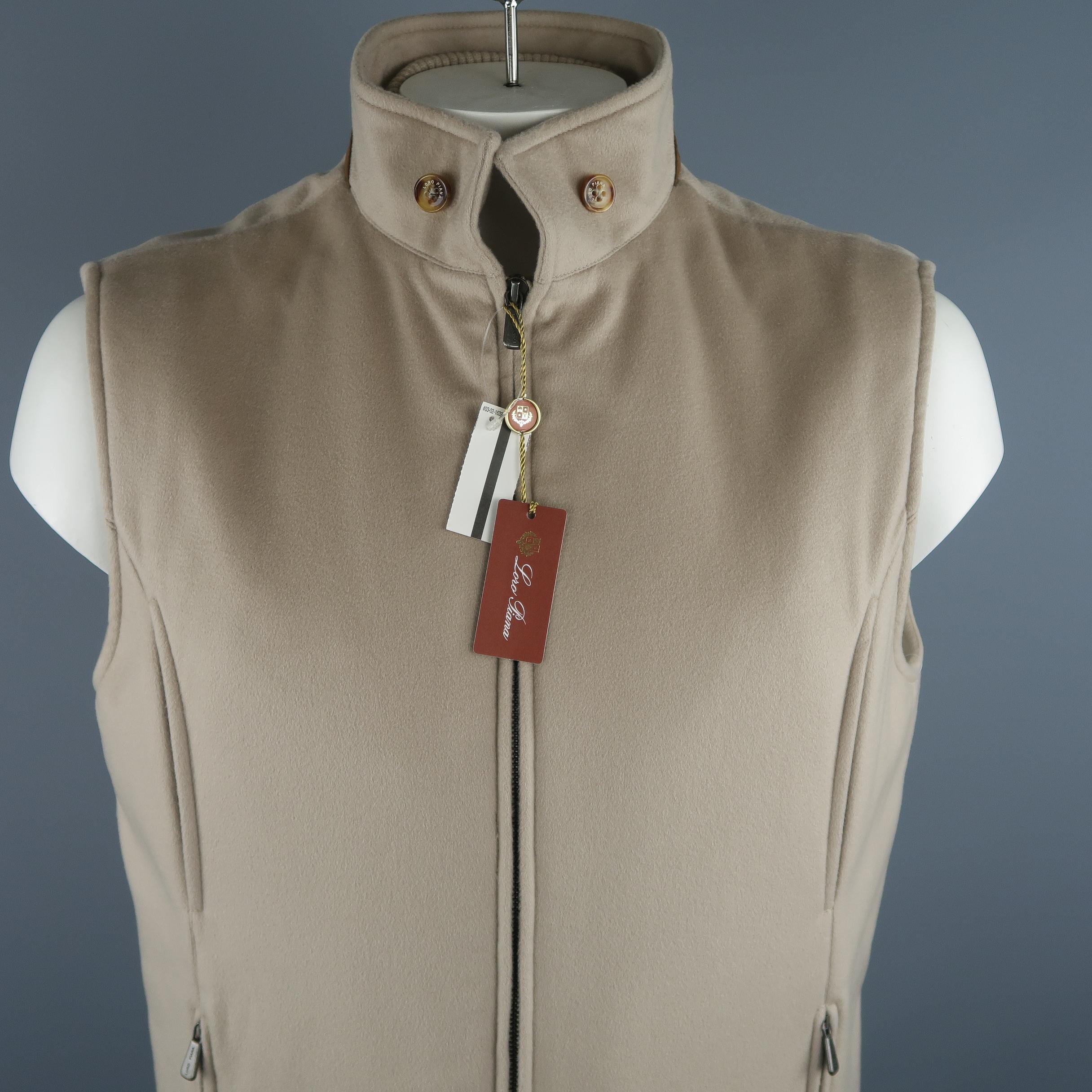 LORO PIANA XL Oatmeal Solid Cashmere Jacket Vest 1