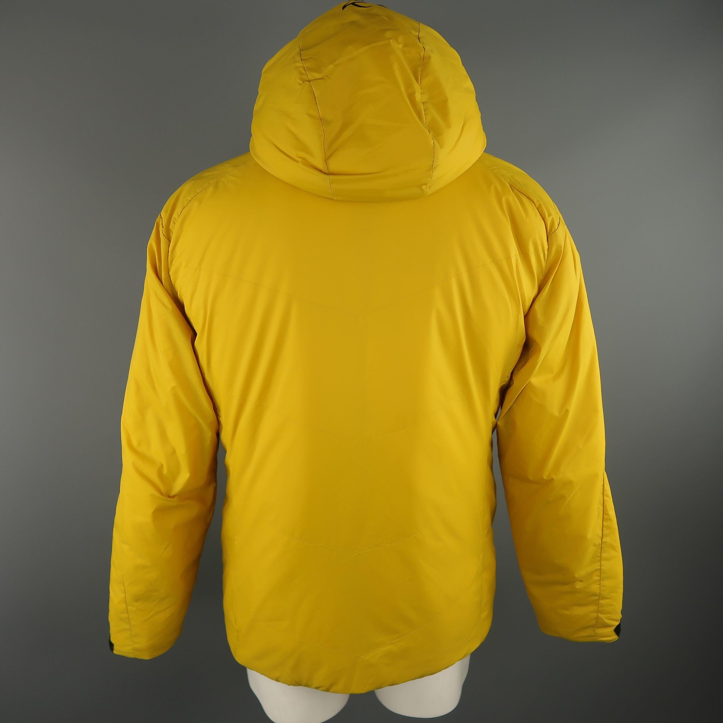 Men's KJUS 42 Yellow Solid Polyamide Hooded Jacket