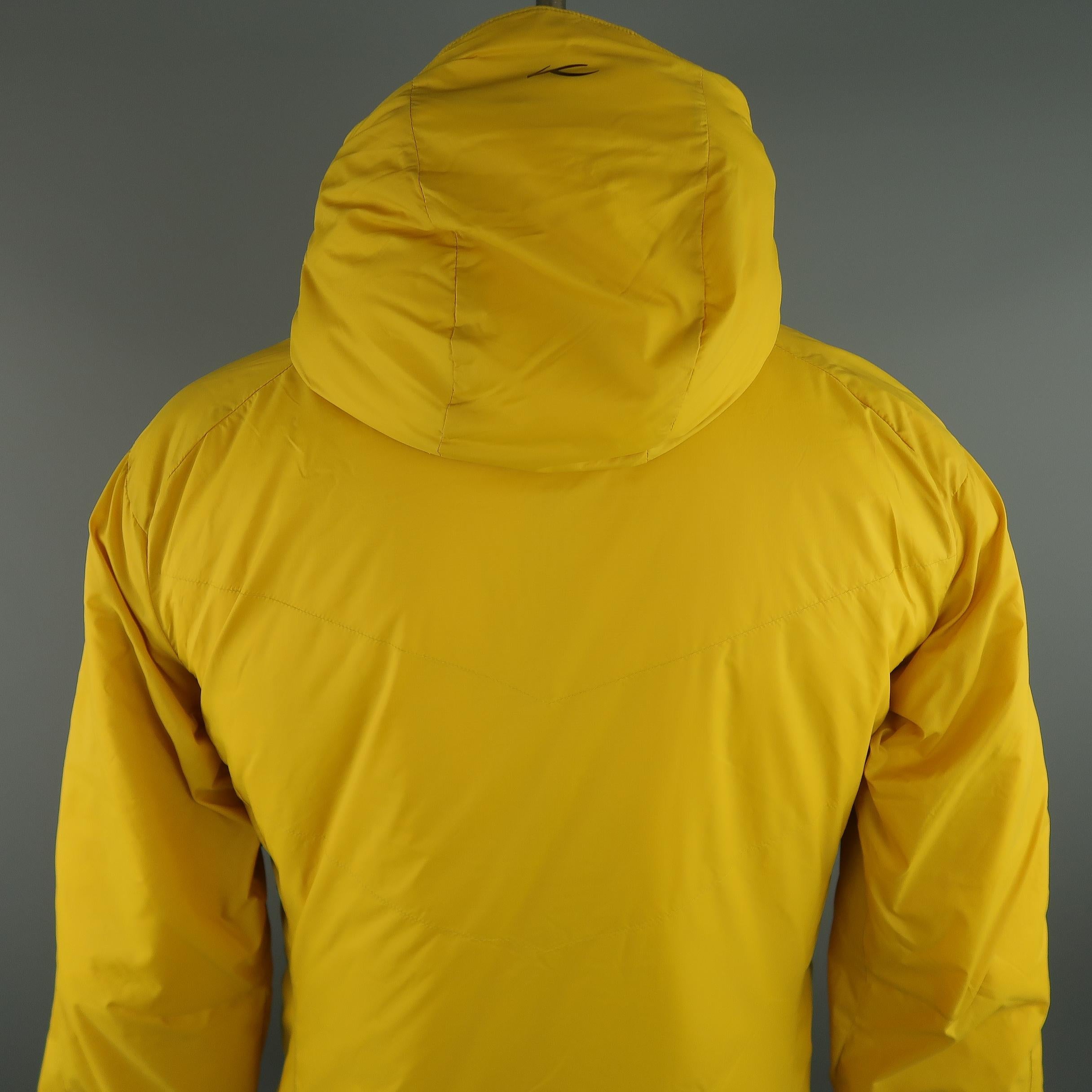 KJUS 42 Yellow Solid Polyamide Hooded Jacket 1