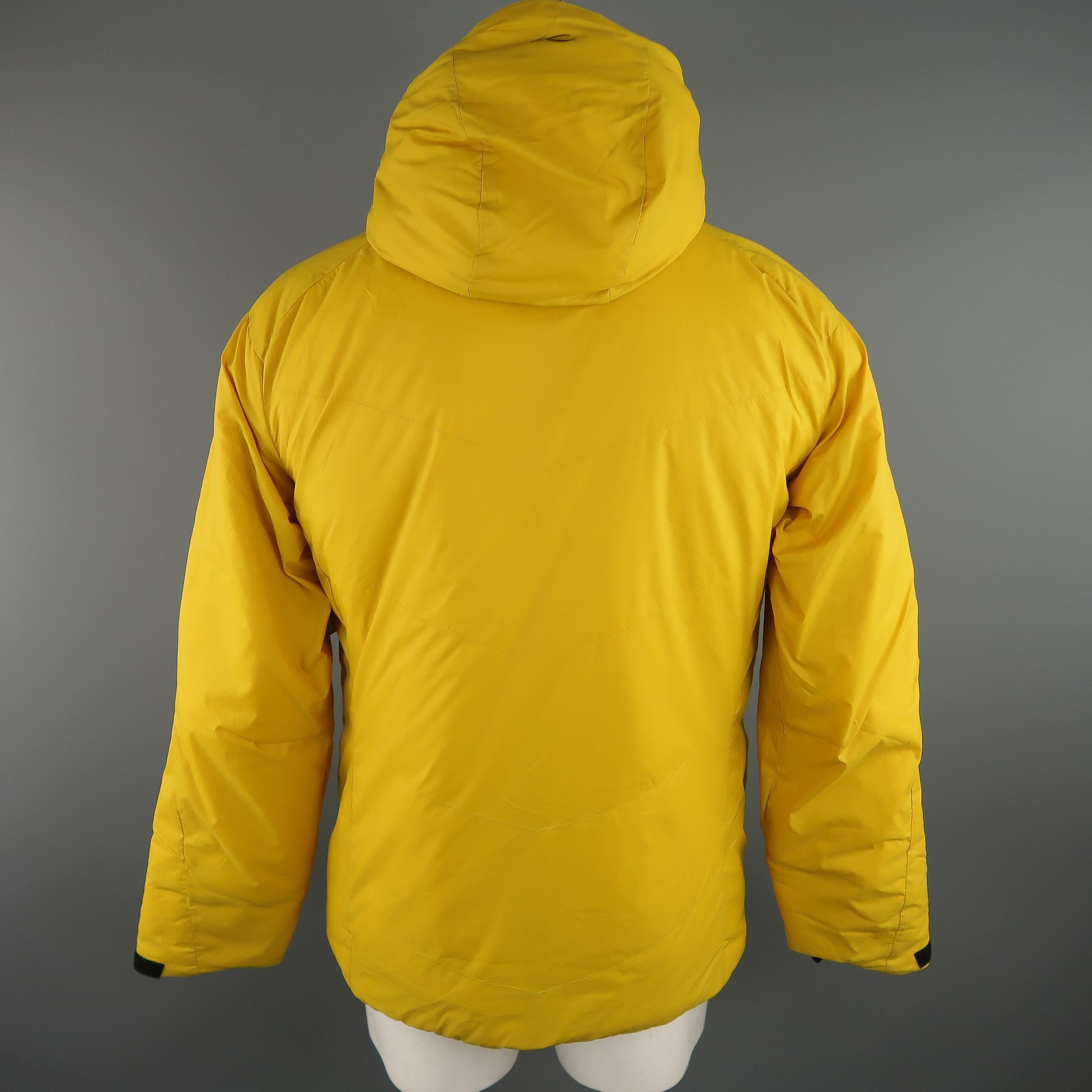 Men's KJUS 42 Yellow Solid Polyamide Hooded Jacket