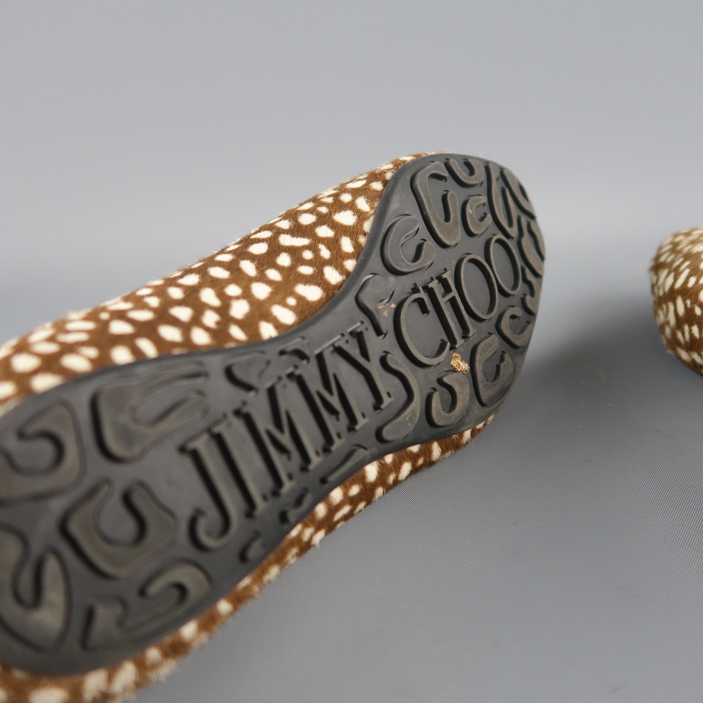 JIMMY CHOO Size 6.5 Brown & Cream Animal Spotted Pony Hair Loafer Flats 4