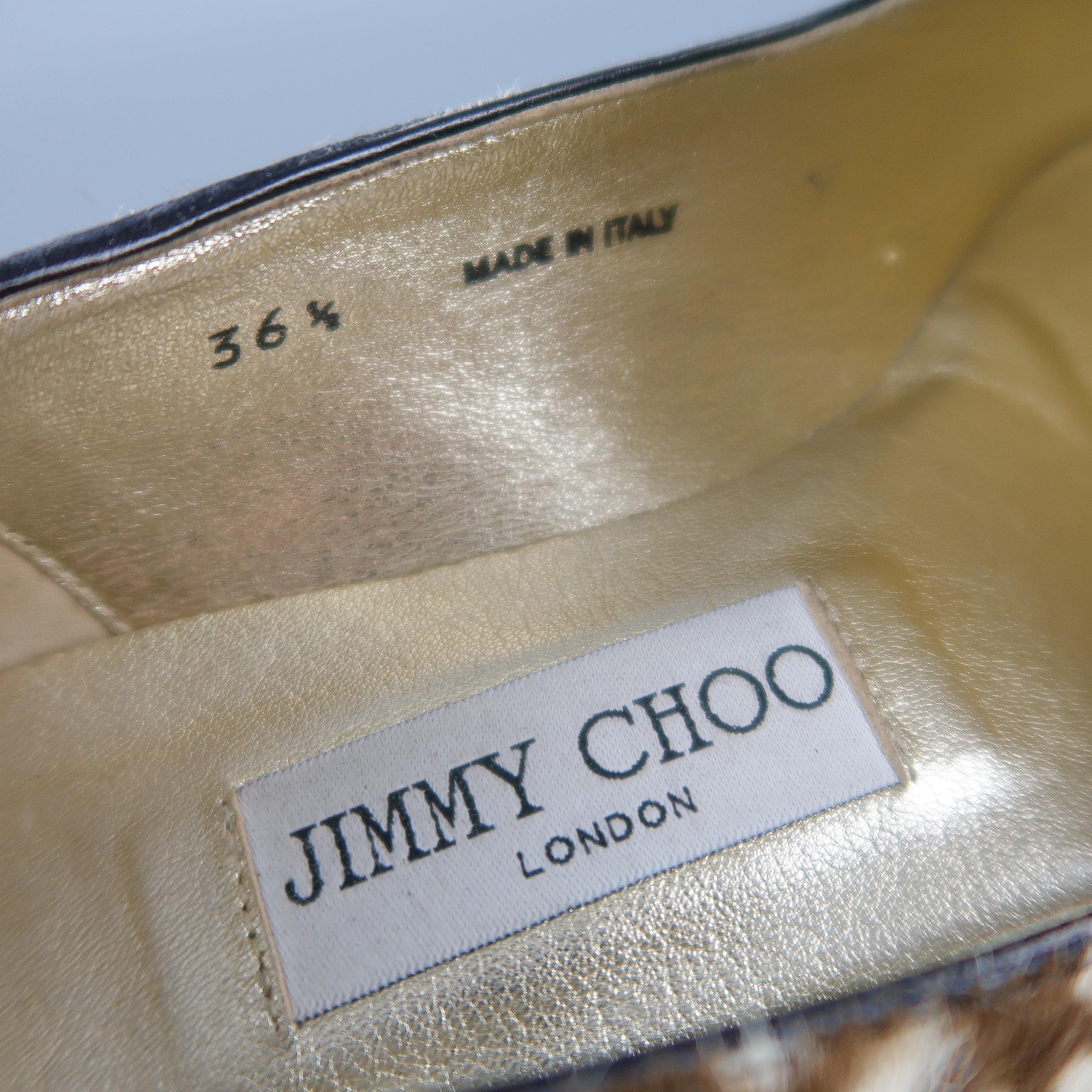 JIMMY CHOO Size 6.5 Brown & Cream Animal Spotted Pony Hair Loafer Flats 1
