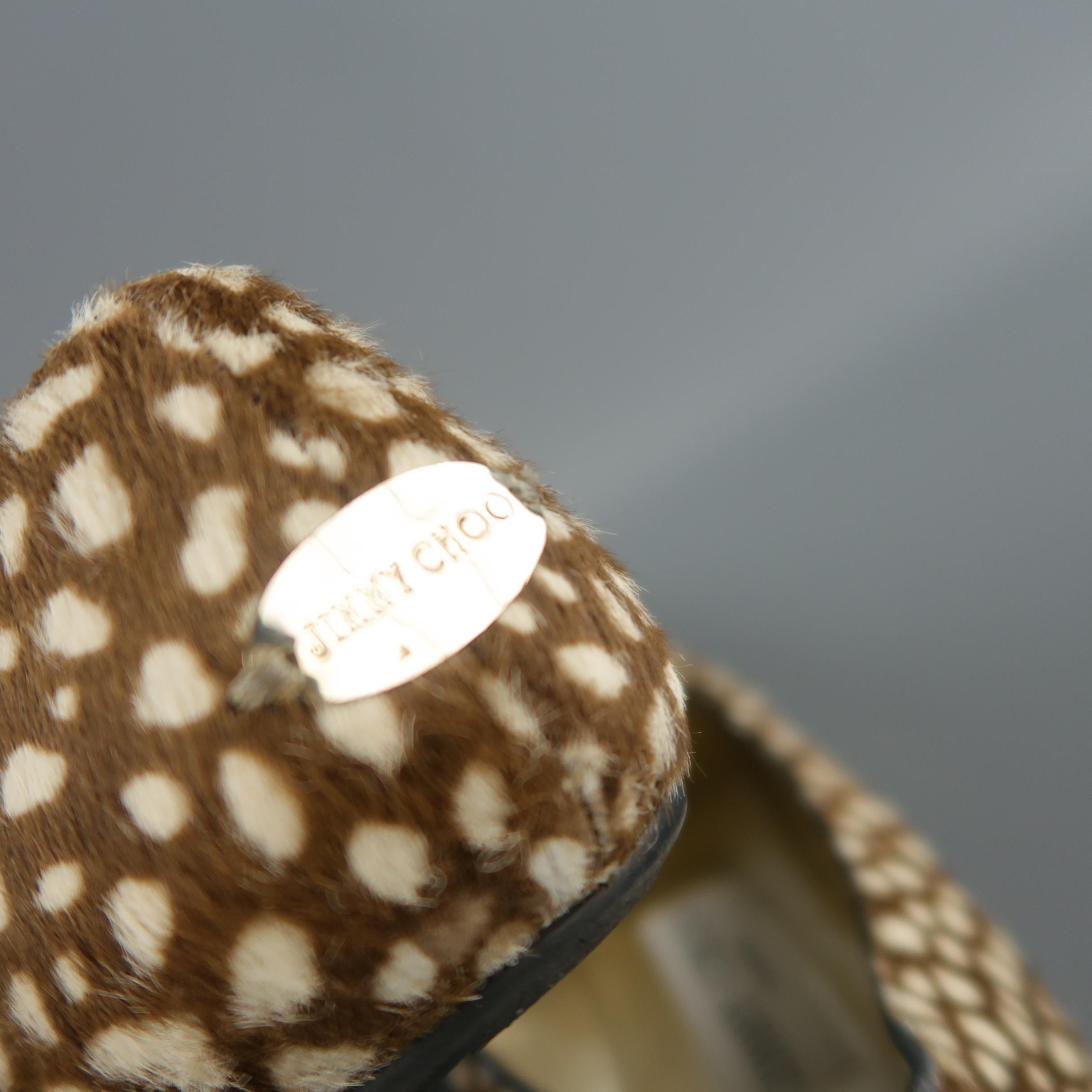 JIMMY CHOO Size 6.5 Brown & Cream Animal Spotted Pony Hair Loafer Flats 3