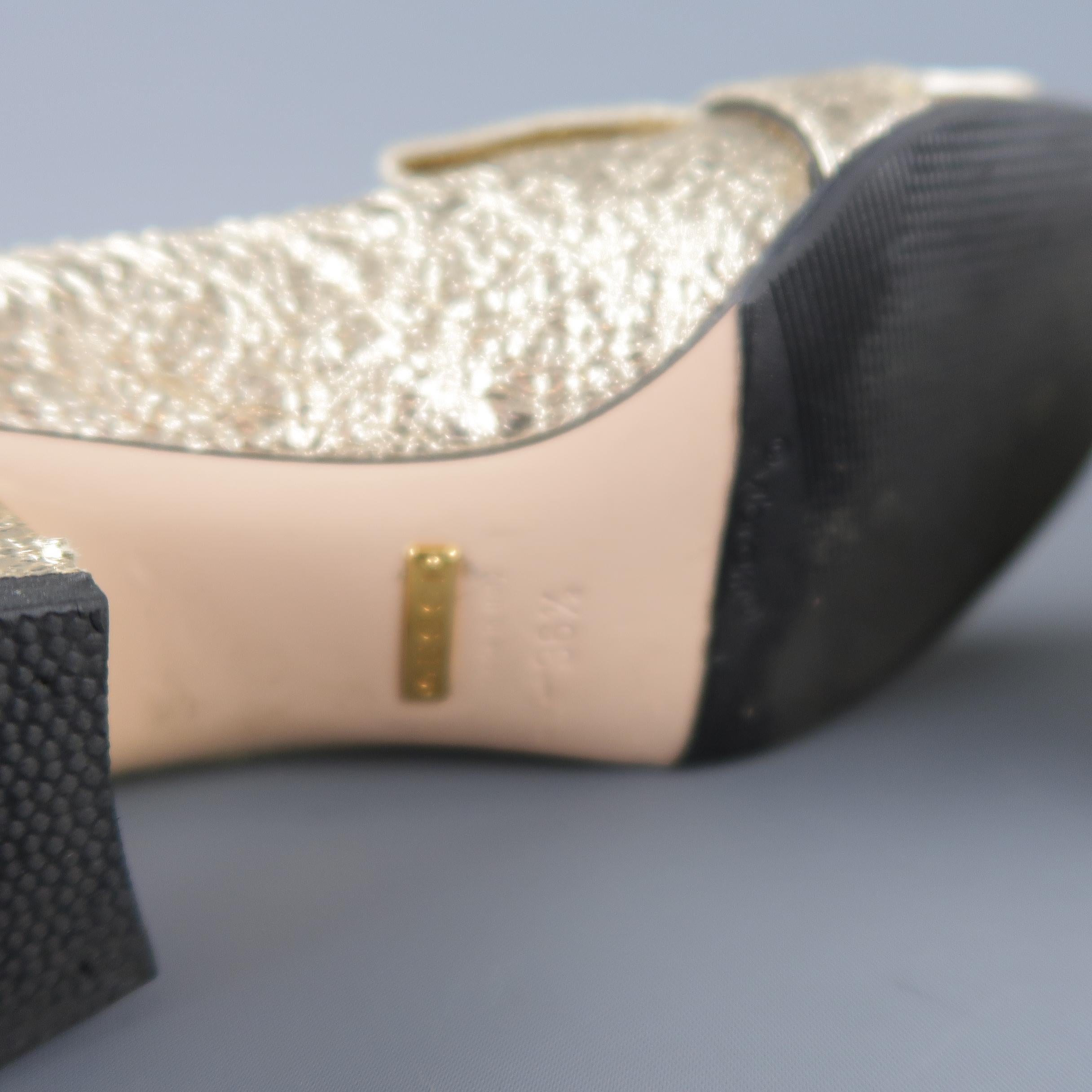GUCCI Size 6.5 Gold Crackled Leather MARMONT GG Eyelash Loafers 4