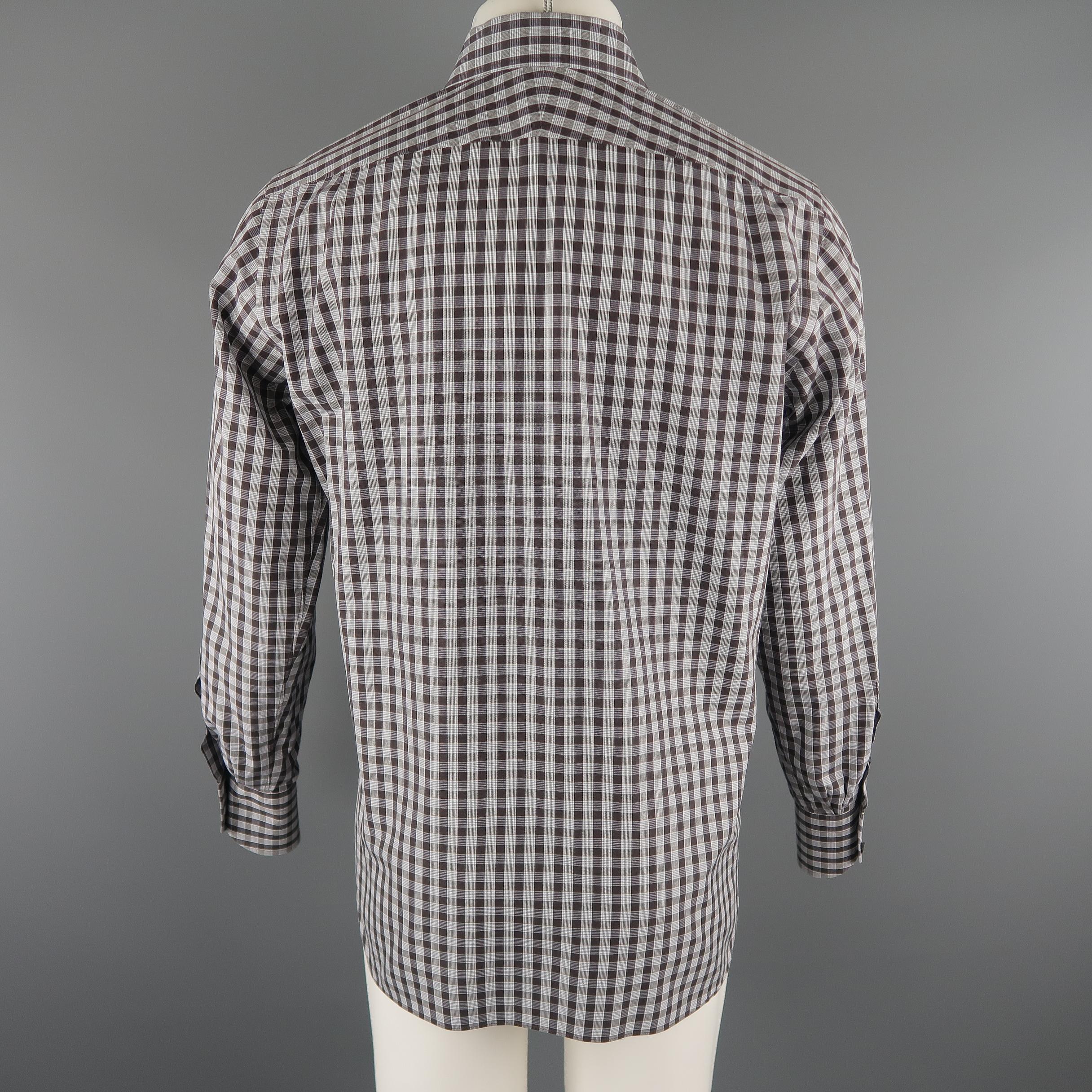 TOM FORD Size M Brown Plaid Cotton Long Sleeve Shirt In Excellent Condition In San Francisco, CA