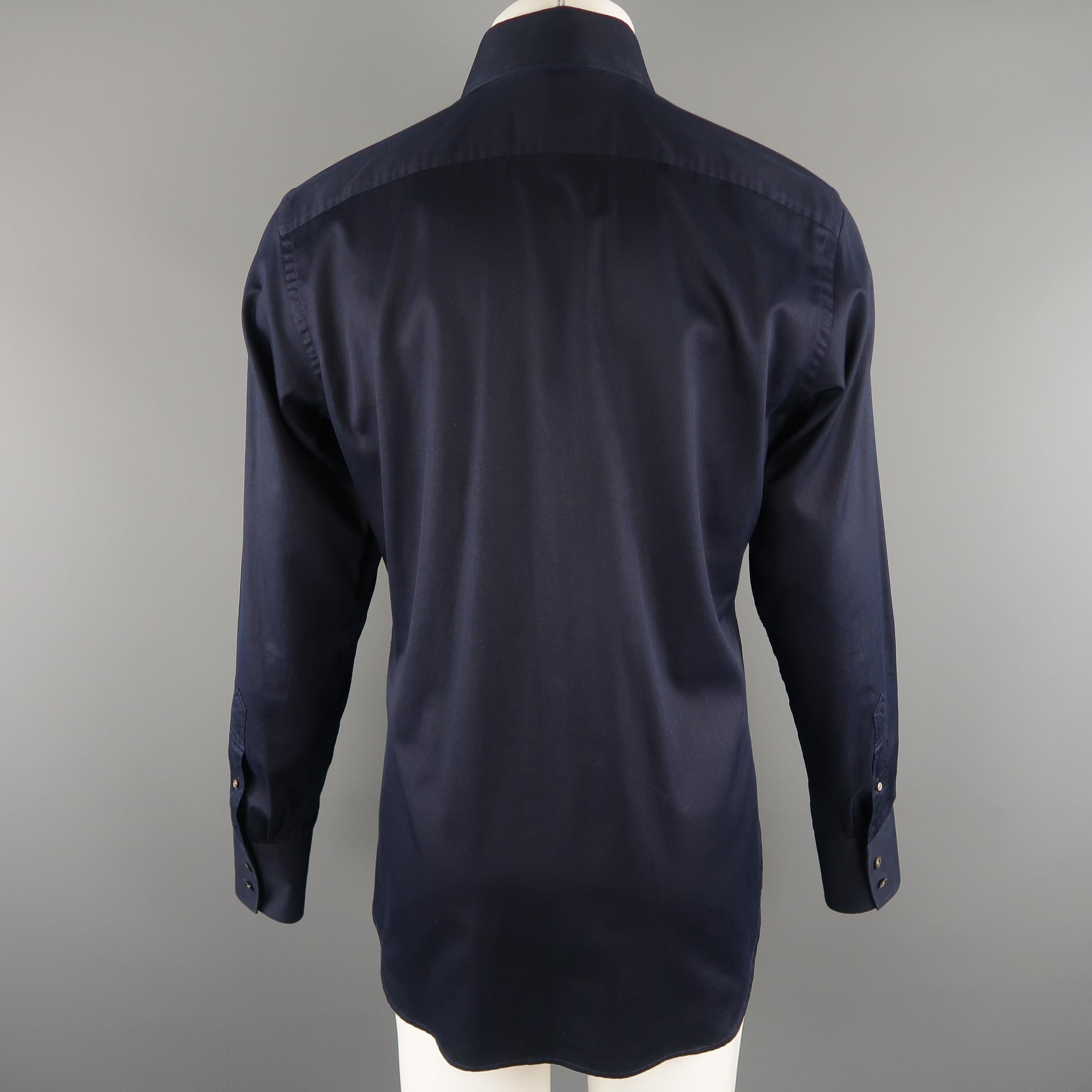 Men's TOM FORD Size M Navy Solid Cotton Long Sleeve Shirt