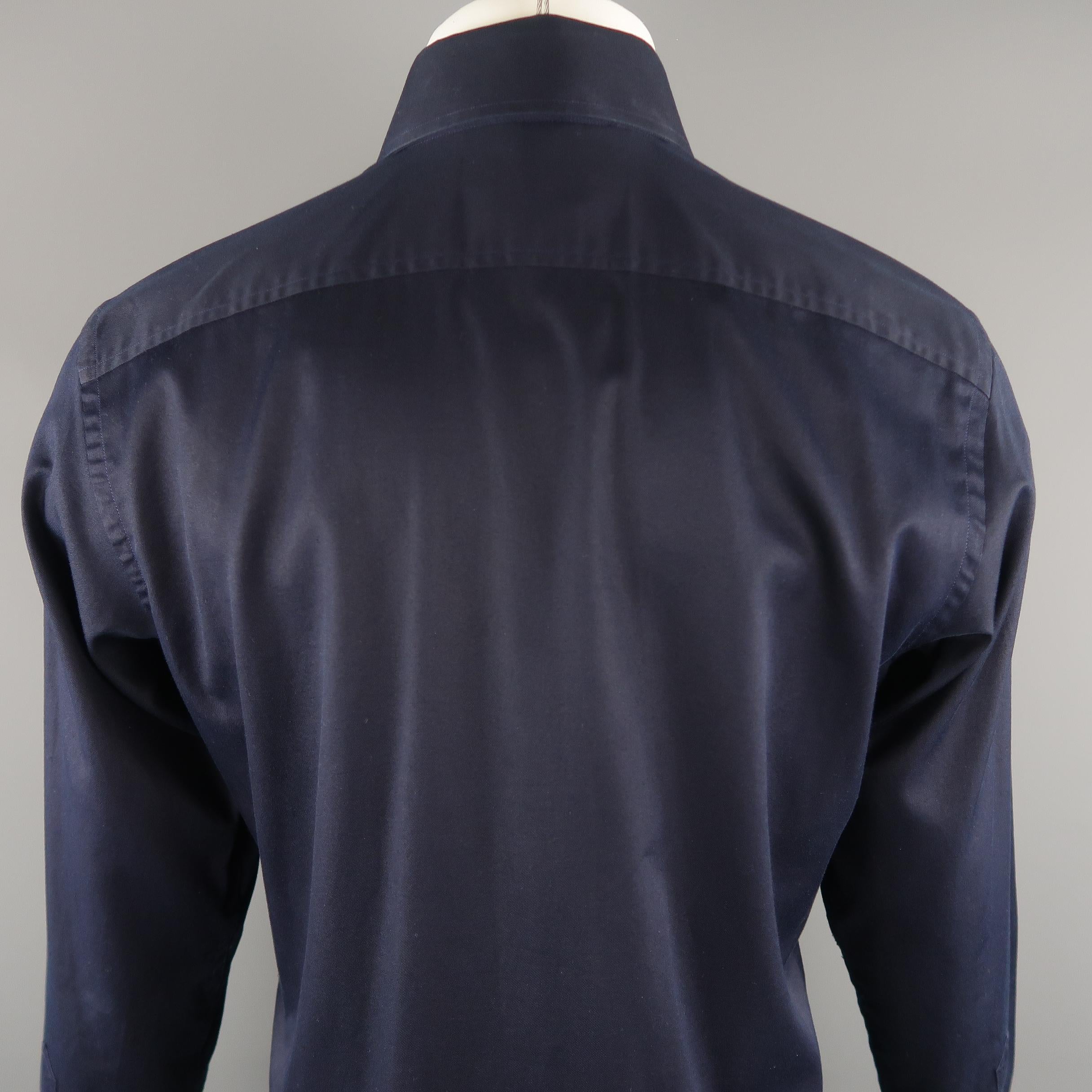 TOM FORD Size M Navy Solid Cotton Long Sleeve Shirt 1