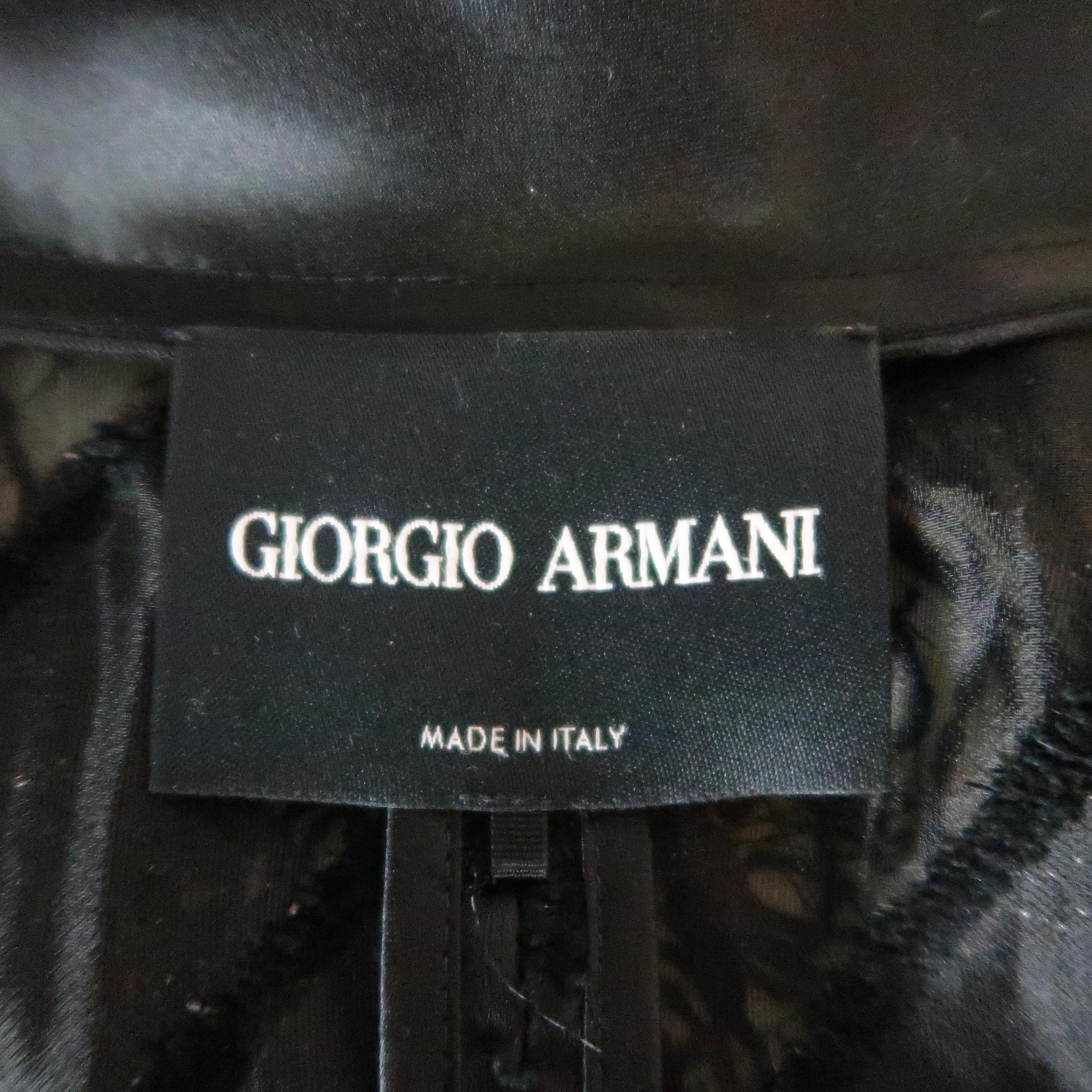 GIORGIO ARMANI Size M Black Silk Blend Fringe Bow Collar Jacket 4