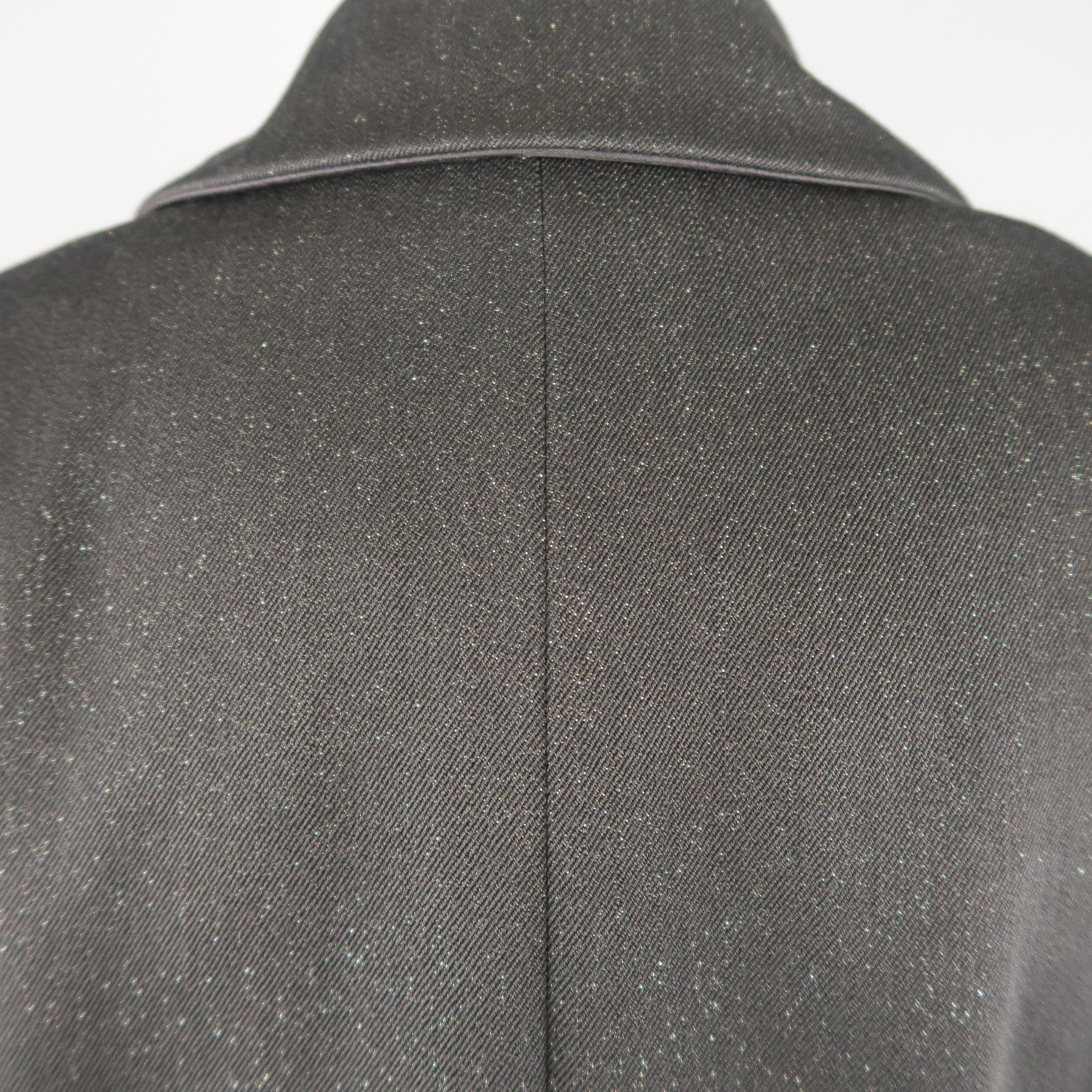 CHANEL Size 10 Black Sparkle Twill Satin Peak Lapel Tuxedo Jacket 1