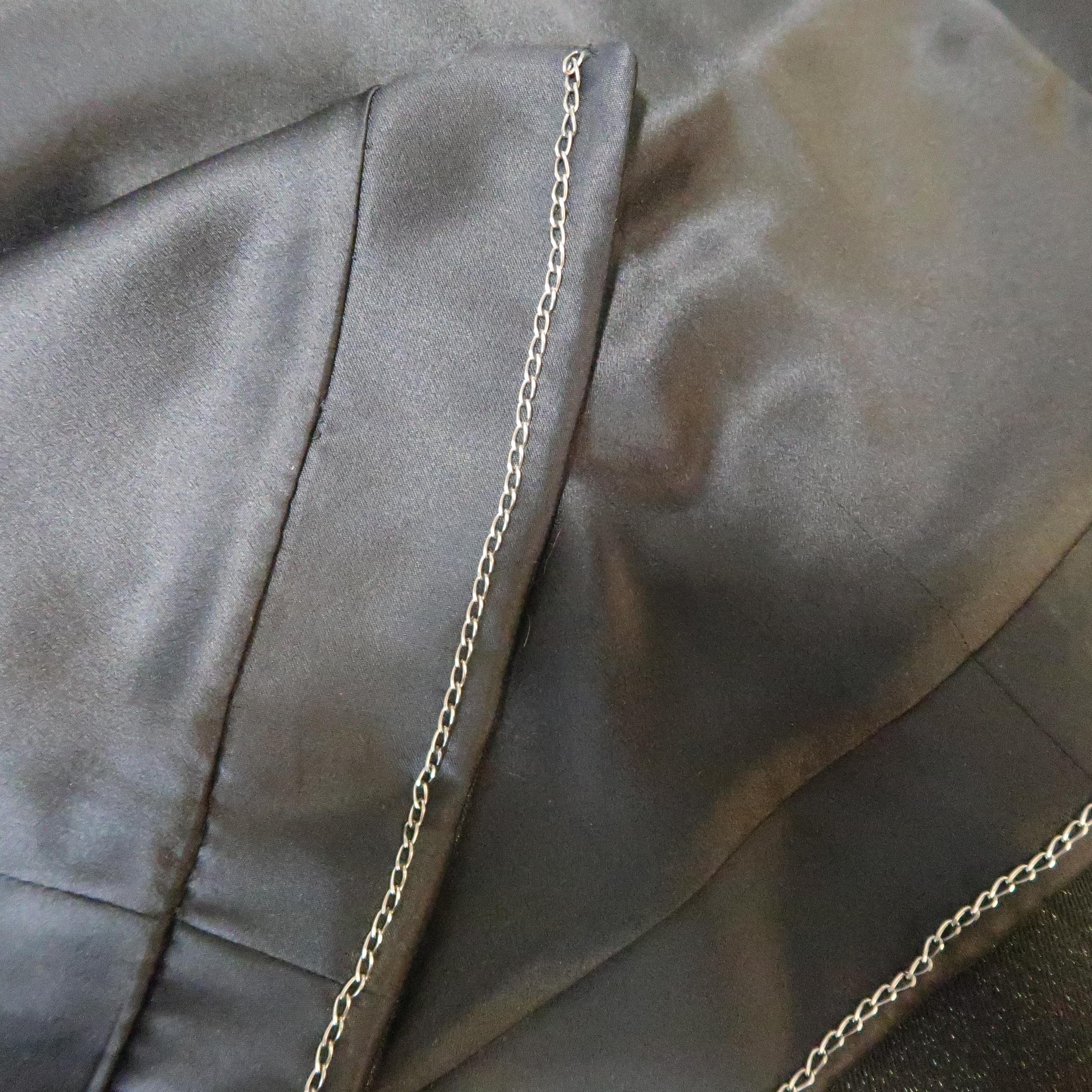 CHANEL Size 10 Black Sparkle Twill Satin Peak Lapel Tuxedo Jacket 3