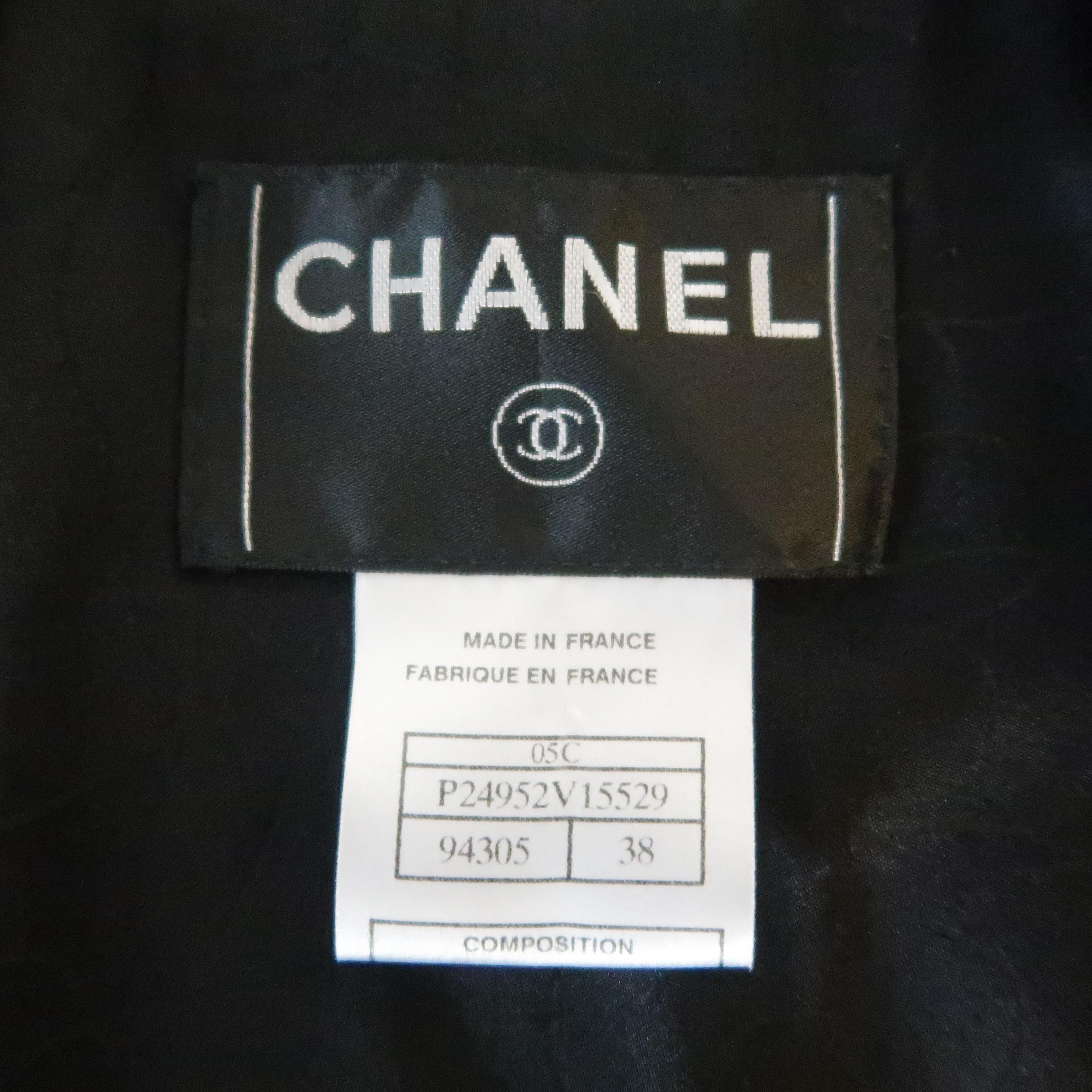 CHANEL Size 6 Black Wool Blend Boucle Trim No. 5 Blazer Jacket 5