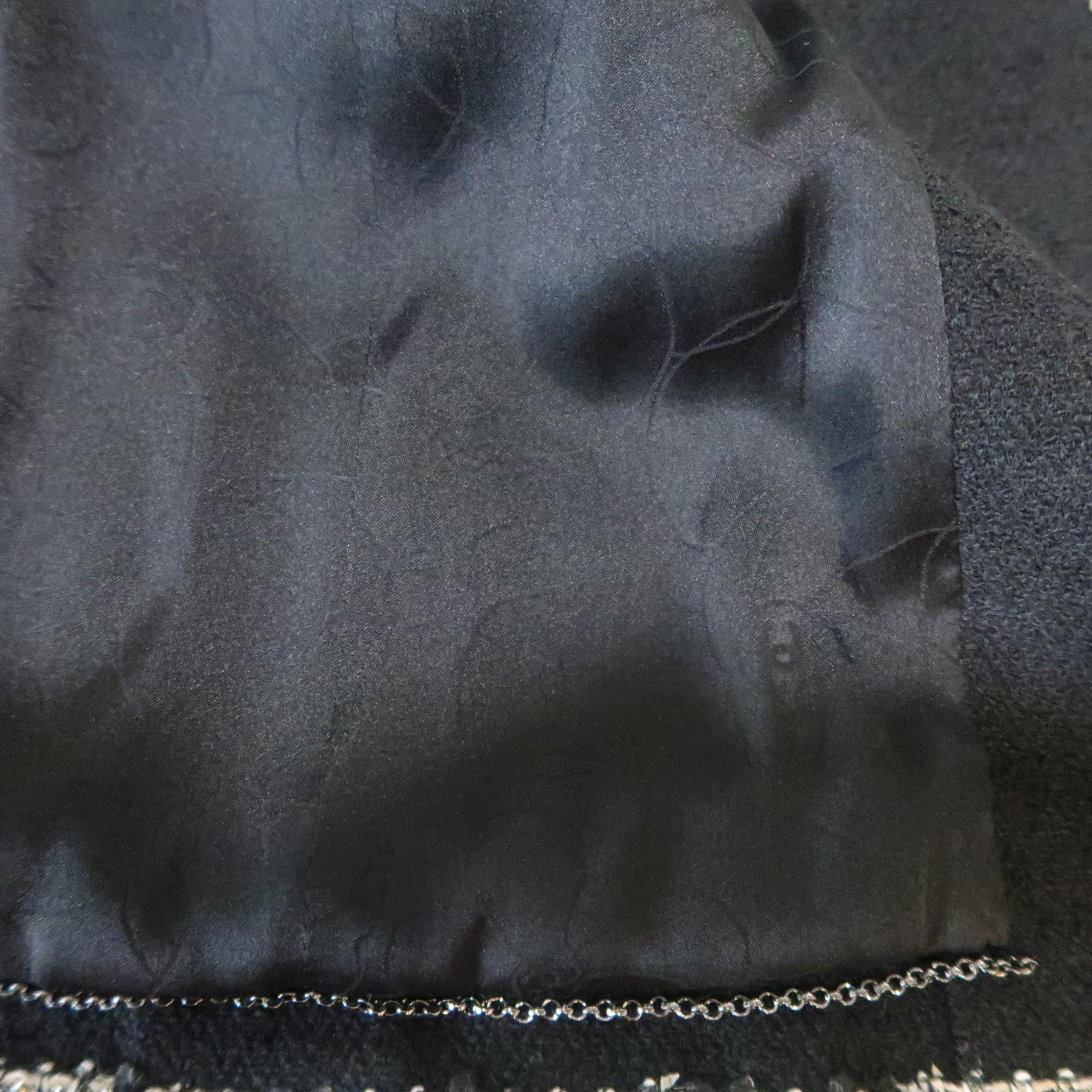 CHANEL Size 6 Black Wool Blend Boucle Trim No. 5 Blazer Jacket 6