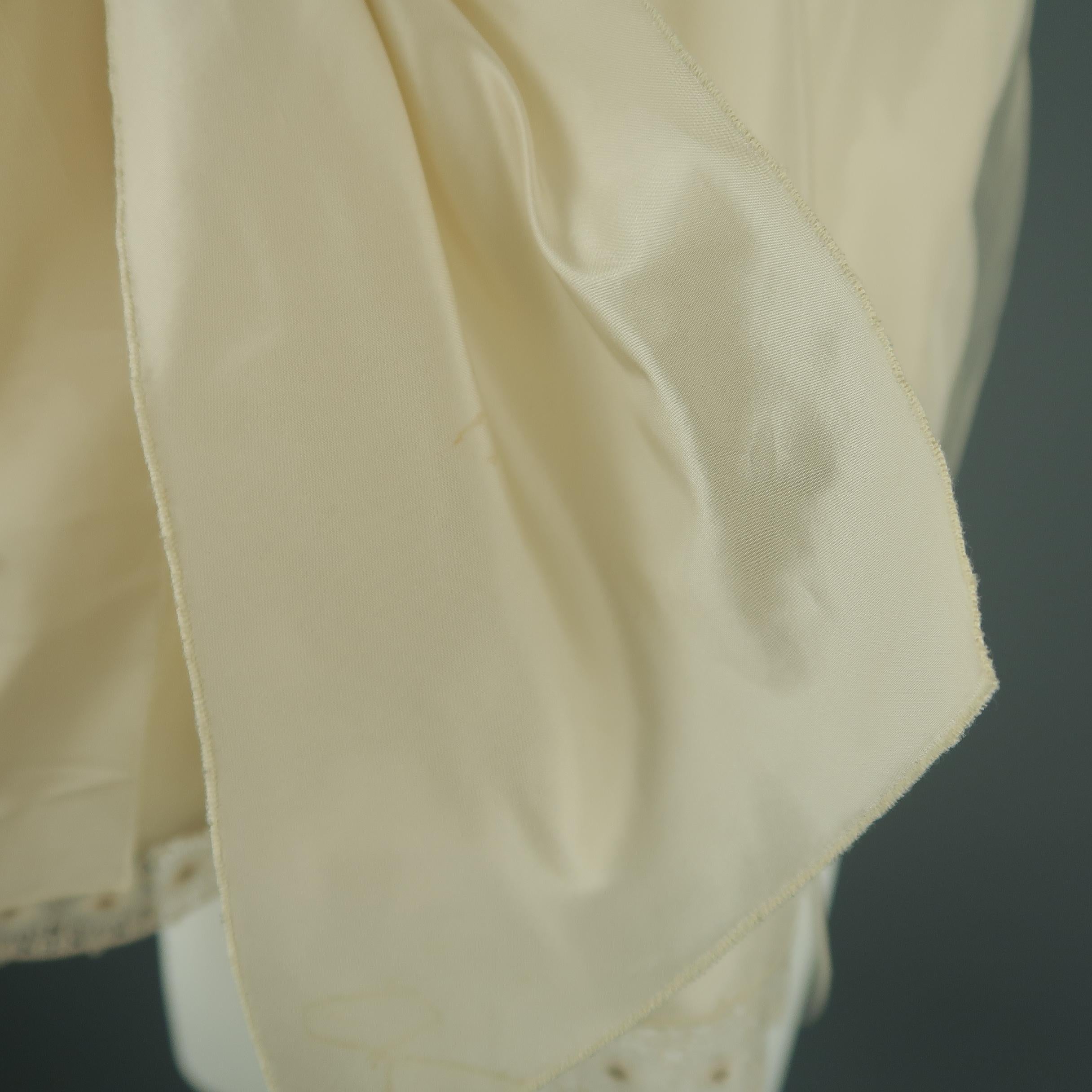 OSCAR DE LA RENTA Size 8 Beige Silk Blend Tulle Overlay Oversized Bow Blouse 1