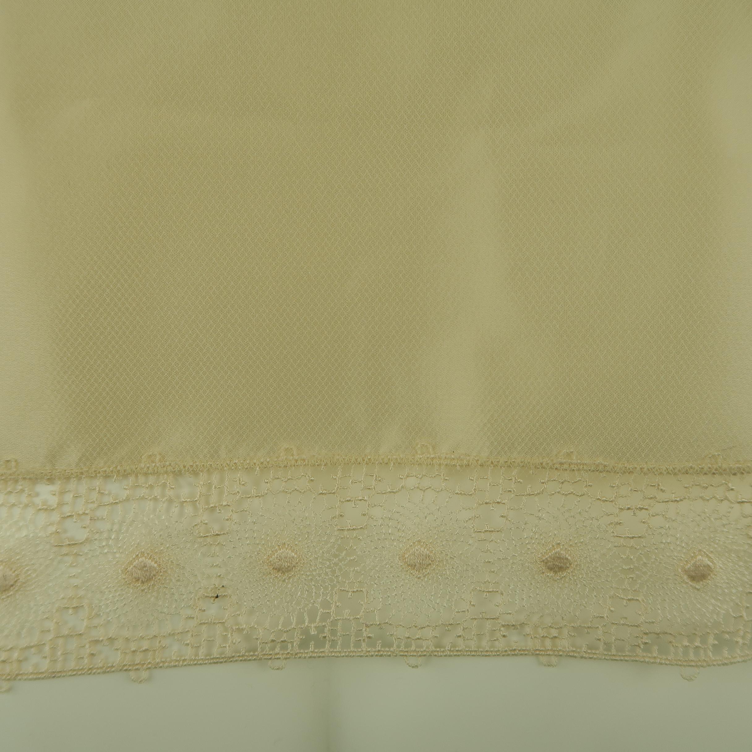 OSCAR DE LA RENTA Size 8 Beige Silk Blend Tulle Overlay Oversized Bow Blouse 5