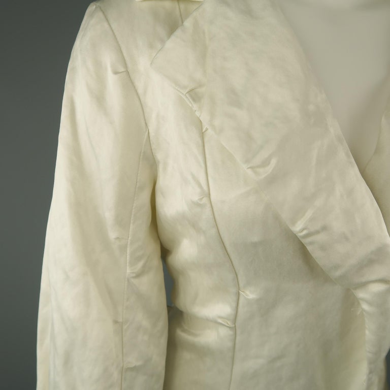 LANVIN Size 8 Off White Wrinkle Textured Satin Snap Coat For Sale at ...