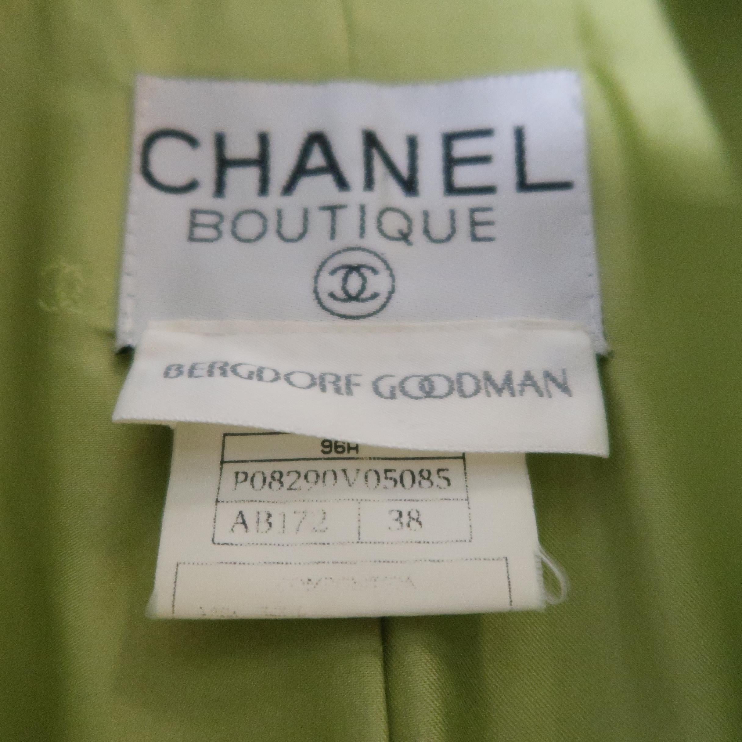 CHANEL BOUTIQUE 1990s Size 6 Light Green Wool Byzantine Button Military Jacket 4