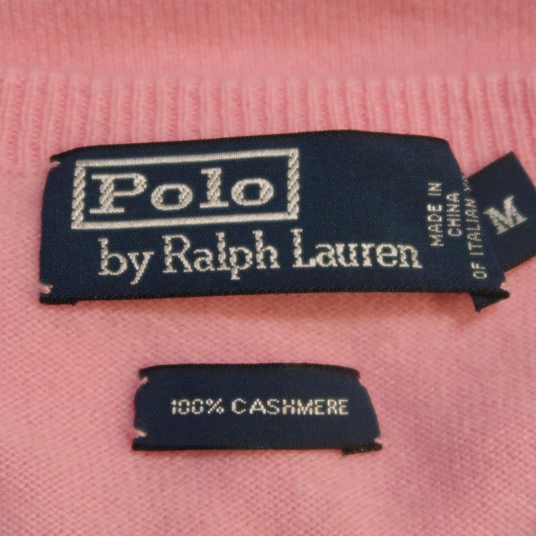 RALPH LAUREN Size M Light Pink Knitted Cashmere Sweater at 1stDibs