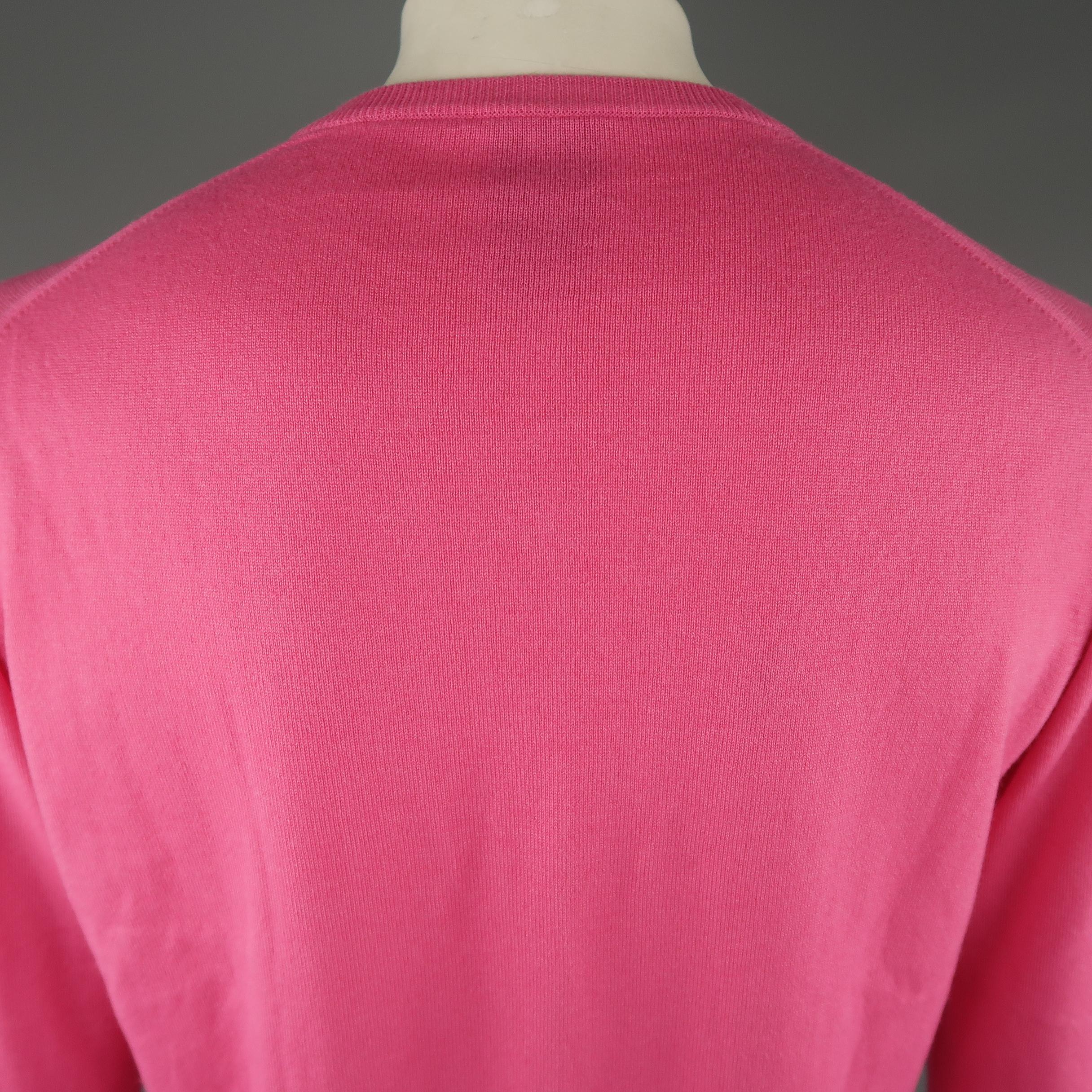 Men's FACONNABLE Size M Pink Solid Silk / Cashmere Pullover Sweater