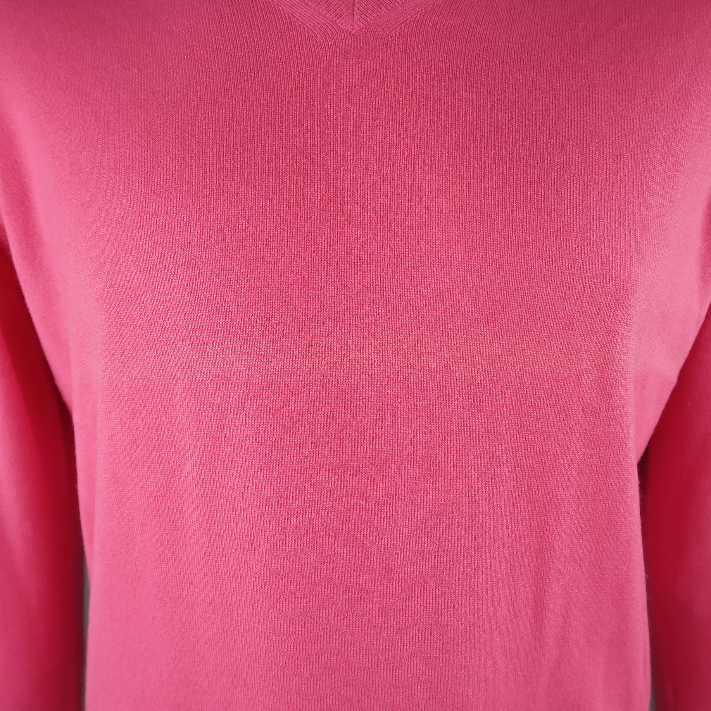 FACONNABLE Size M Pink Solid Silk / Cashmere Pullover Sweater 3