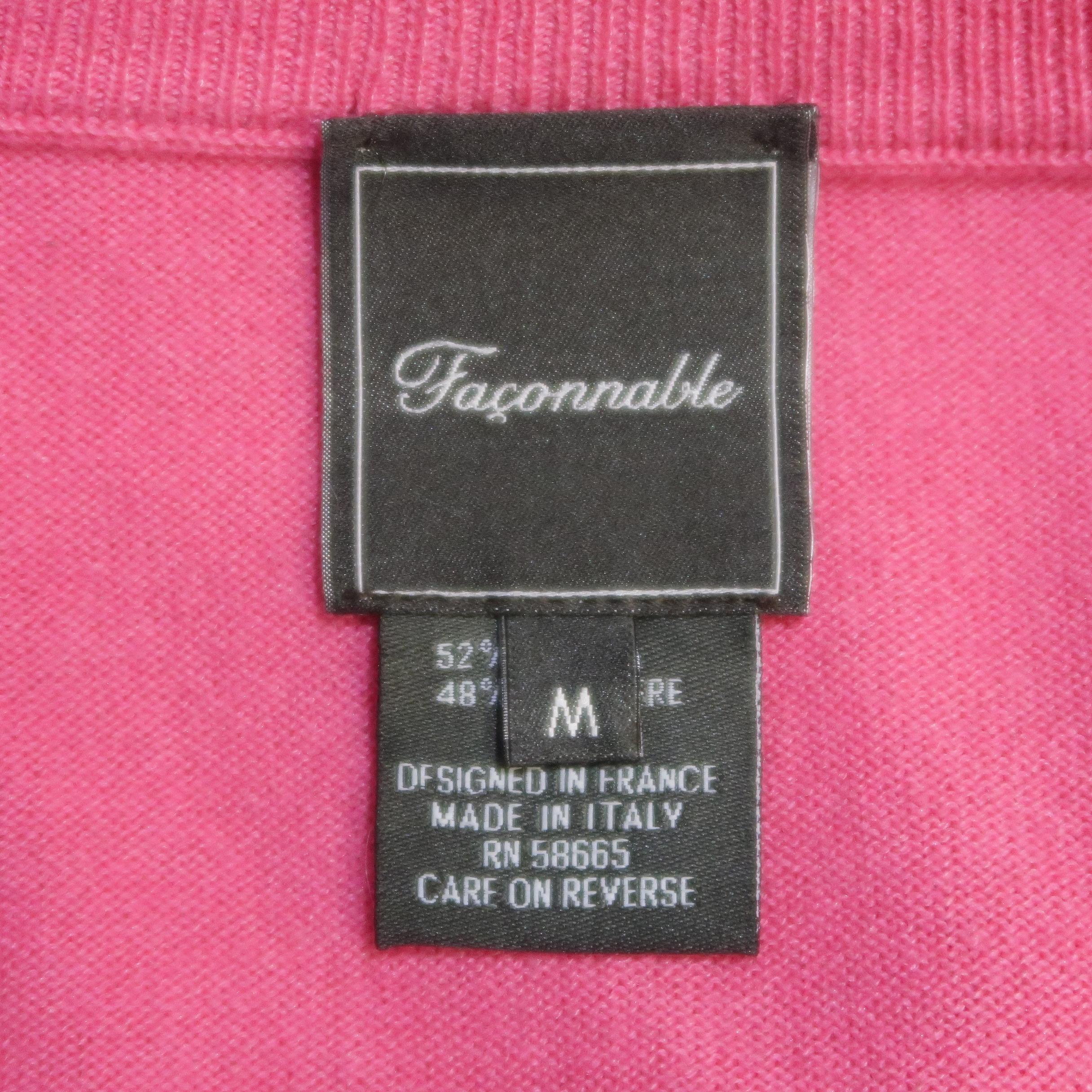 FACONNABLE Size M Pink Solid Silk / Cashmere Pullover Sweater 4