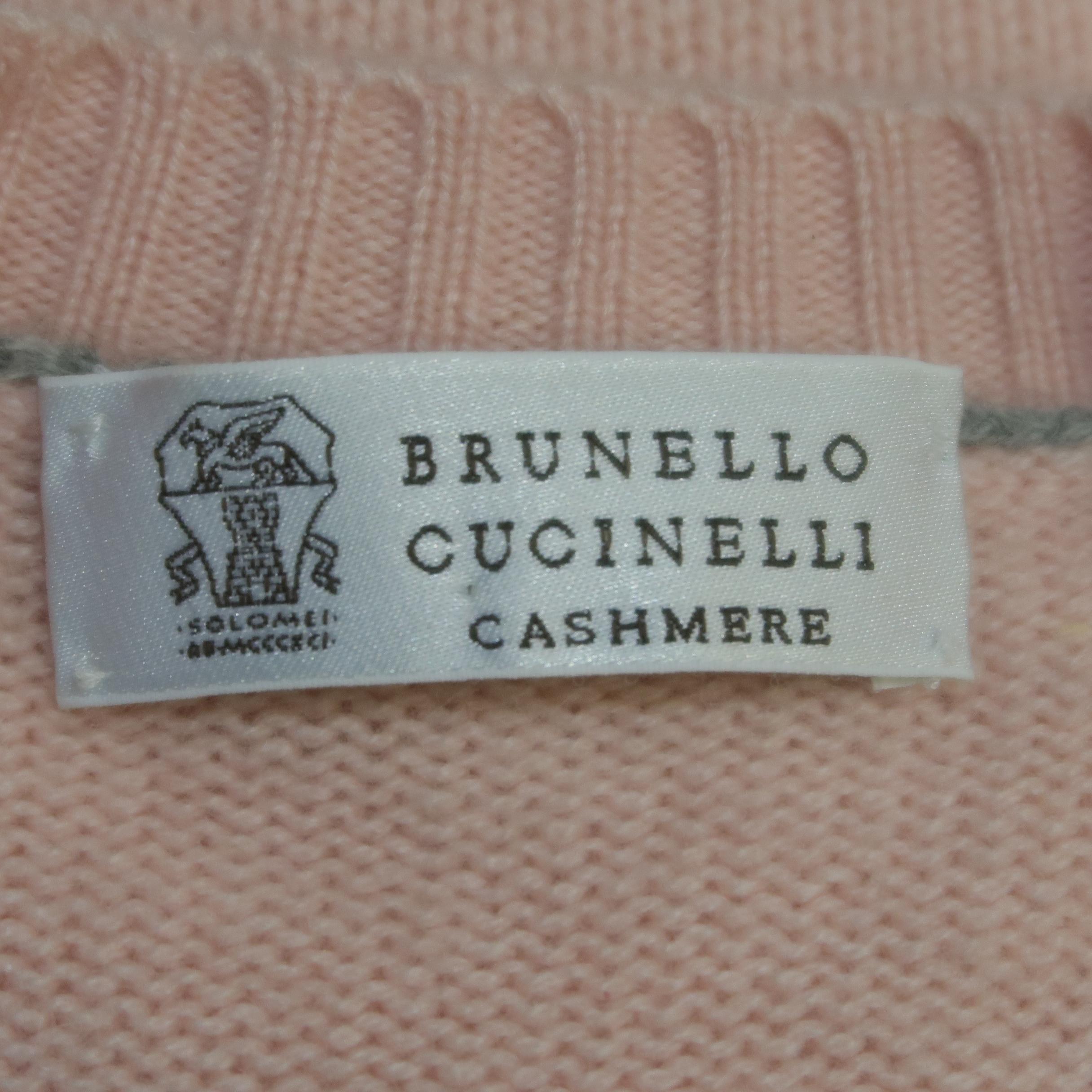 BRUNELLO CUCINELLI Size 40 Light Pink Knitted Cashmere Sweater 3