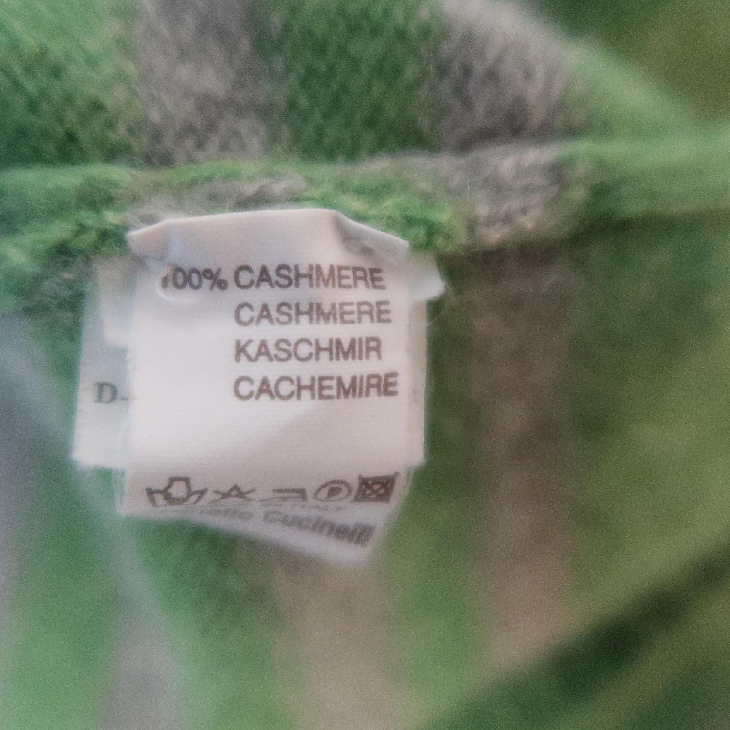 BRUNELLO CUCINELLI Size 40 Green & Grey Stripe Cashmere Sweater 3