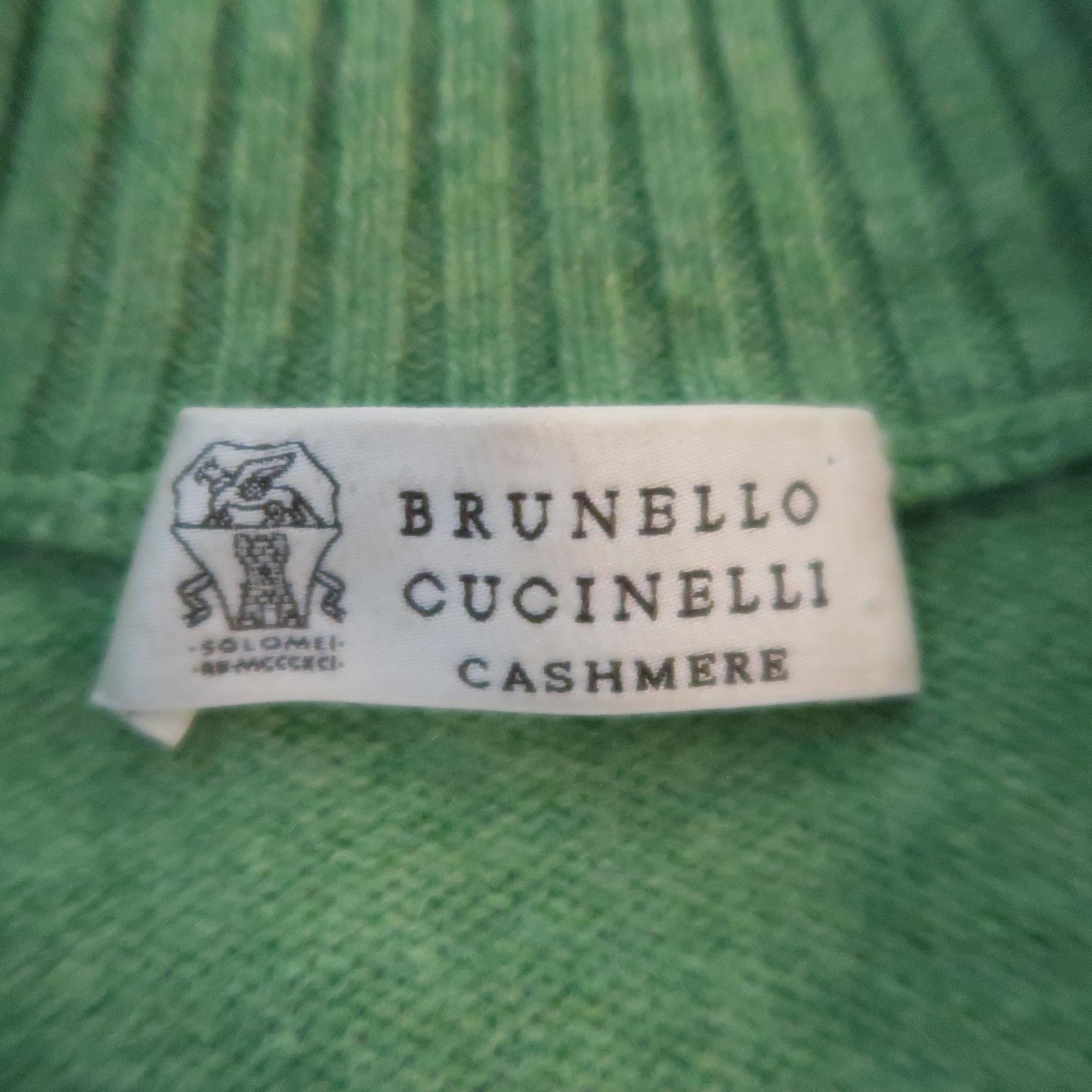 BRUNELLO CUCINELLI Size 40 Green & Grey Stripe Cashmere Sweater 4