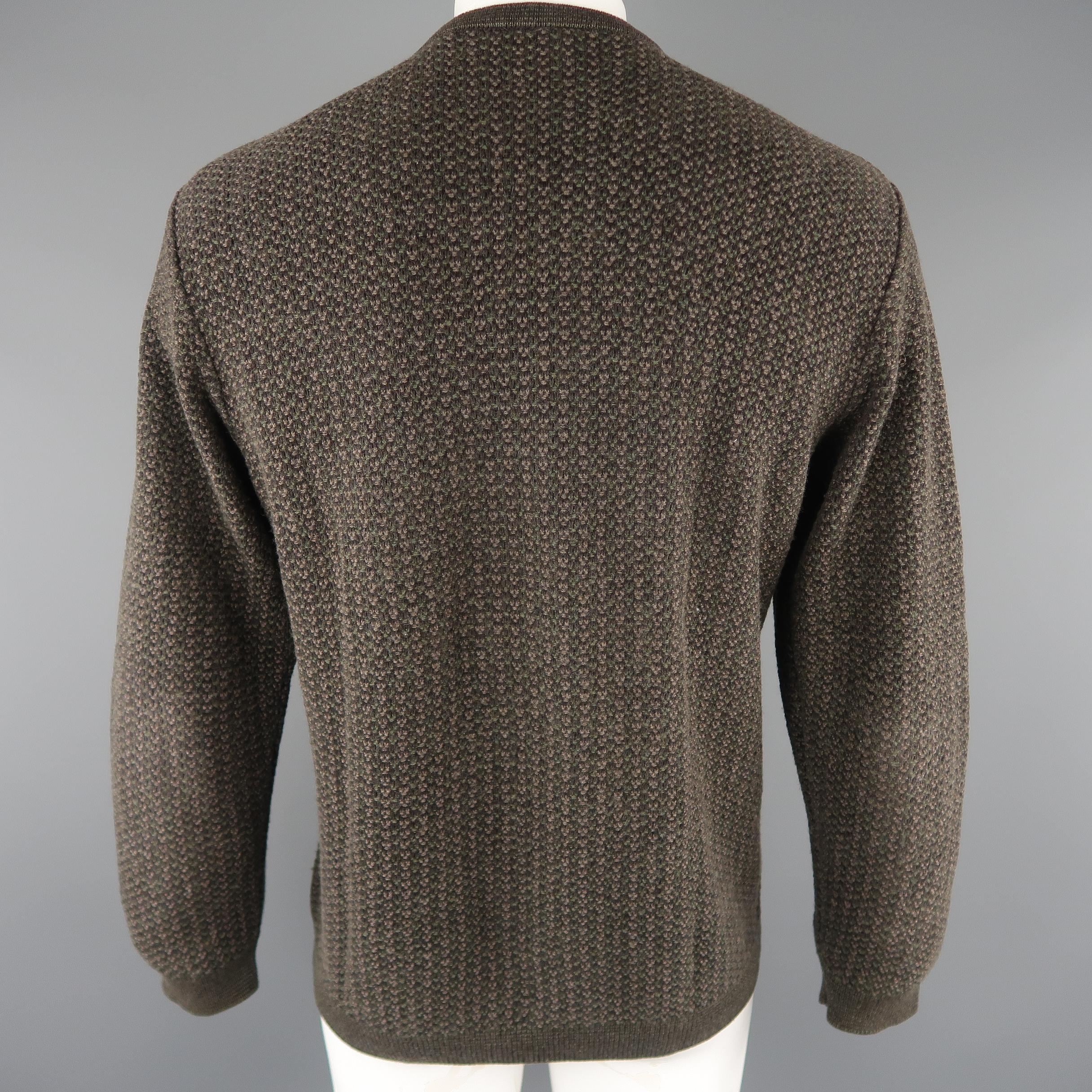 Black ERMENEGILDO ZEGNA Size L Brown Knit Wool / Cotton Sweater
